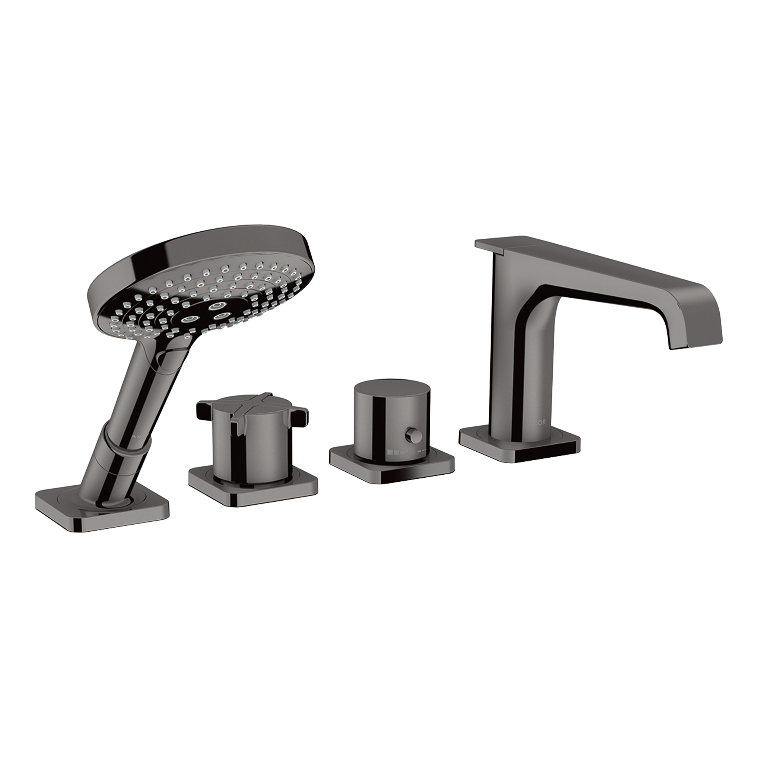 AXOR Citterio E 4-Hole Rim-Mounted Bath & Shower Mixer Faucet from Brandt in Polished Black Chrome finish