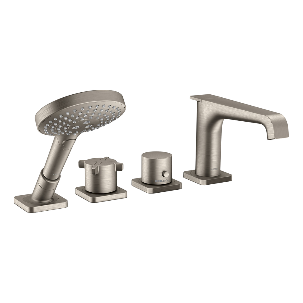AXOR Citterio E 4-Hole Rim-Mounted Bath & Shower Mixer Faucet from Brandt in Stainless Steel Optic finish