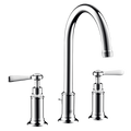 AXOR Montreux 3-Hole Basin Mixer Faucet 180 with Lever Handles, Swivel Spout and Pop-Up Waste Set from Brandt in Chrome finish