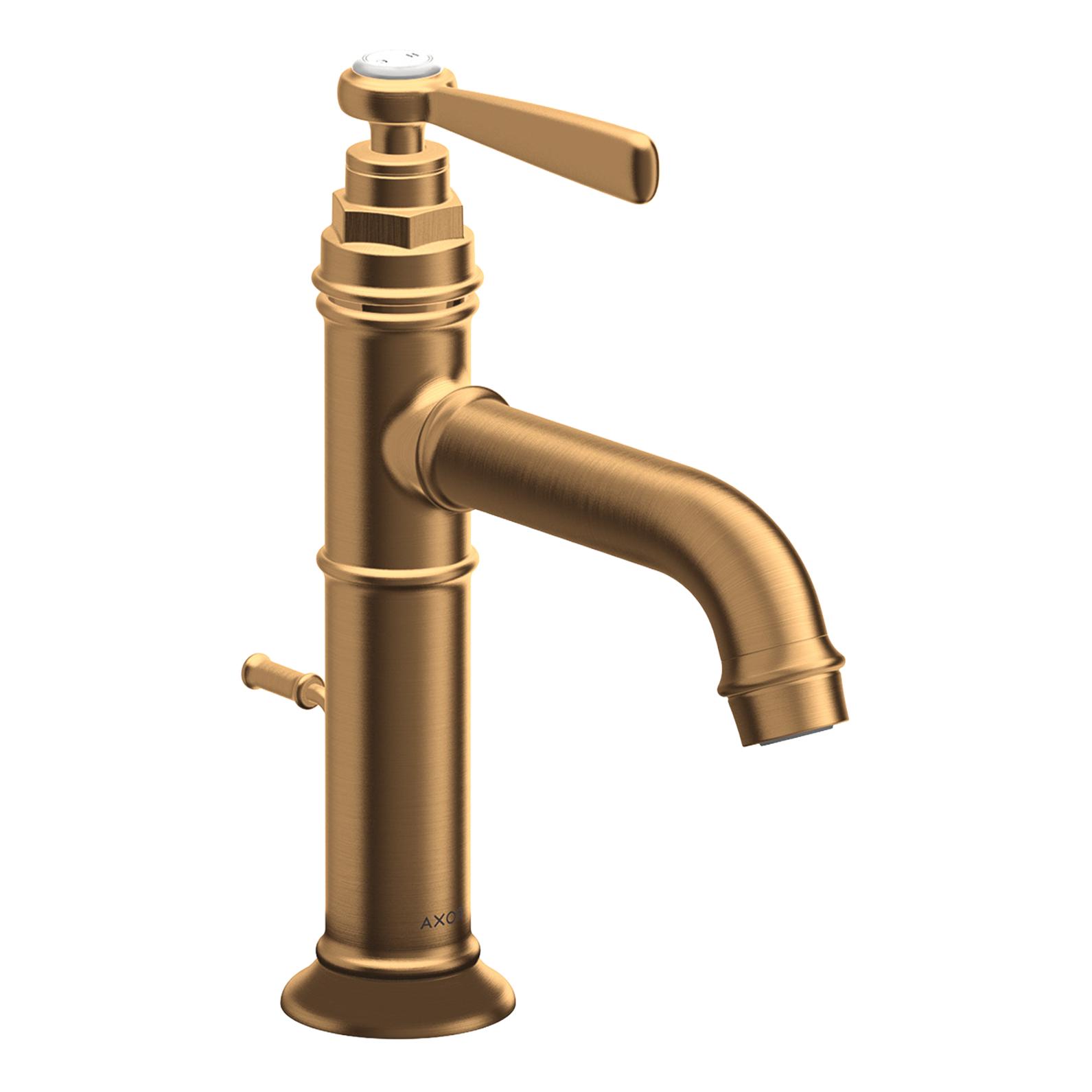 AXOR Montreux Single Lever Handle Basin Mixer Faucet 100 with Pop-Up Waste Set from Brandt in Brushed Gold Optic finish