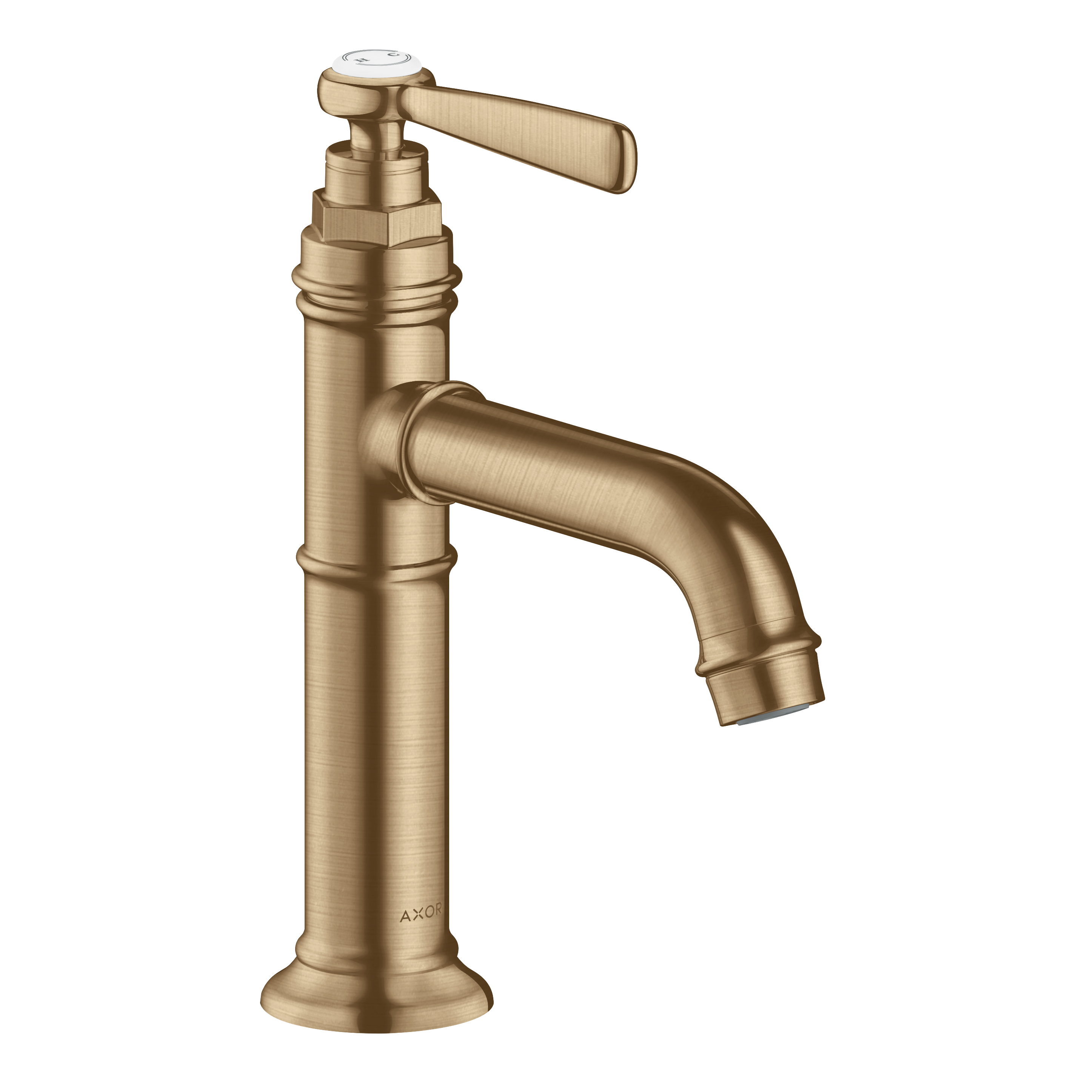 AXOR Montreux Single Lever Handle Basin Mixer Faucet 100 with Open Waste Set from Brandt in Brushed Bronze finish