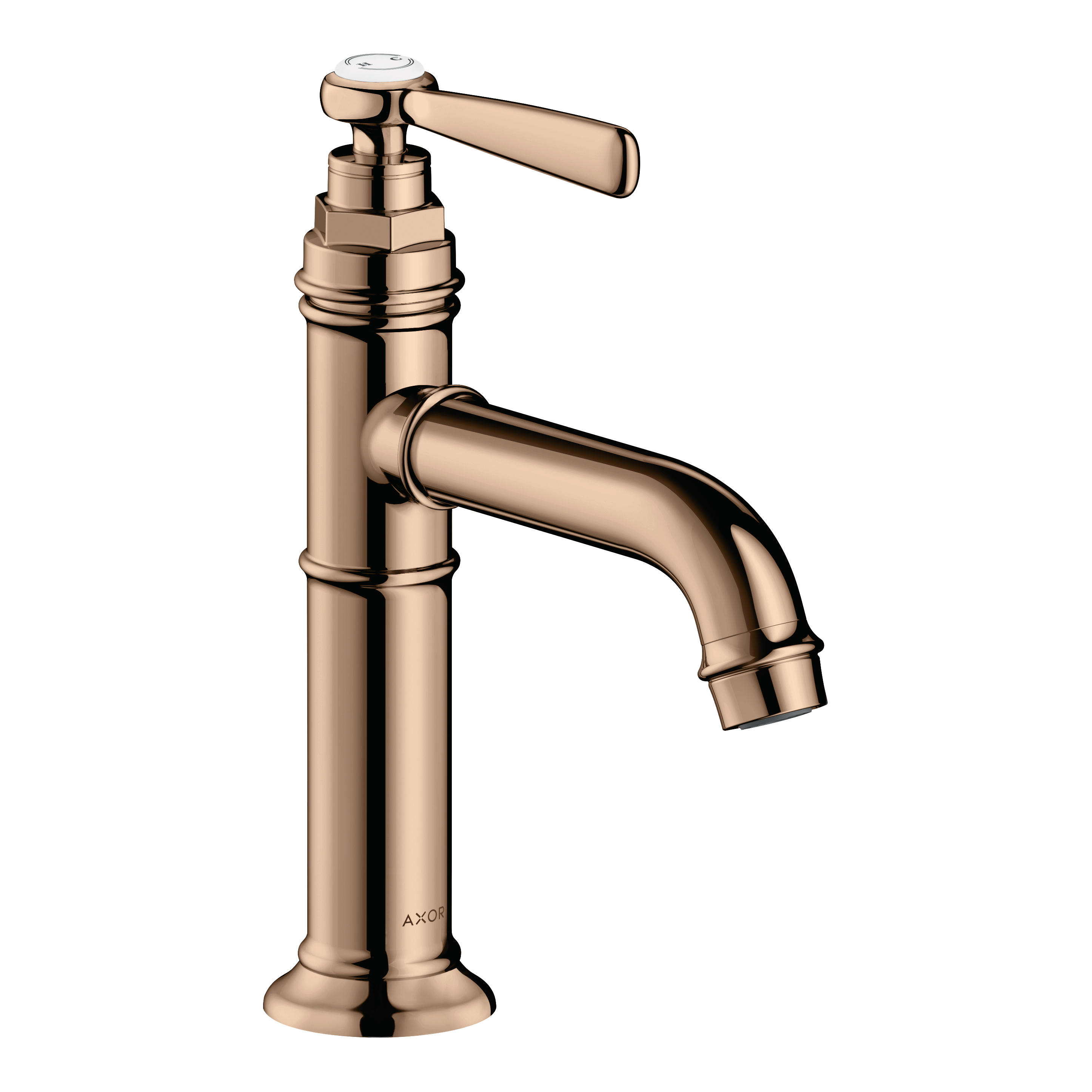 AXOR Montreux Single Lever Handle Basin Mixer Faucet 100 with Open Waste Set from Brandt in Polished Red Gold finish