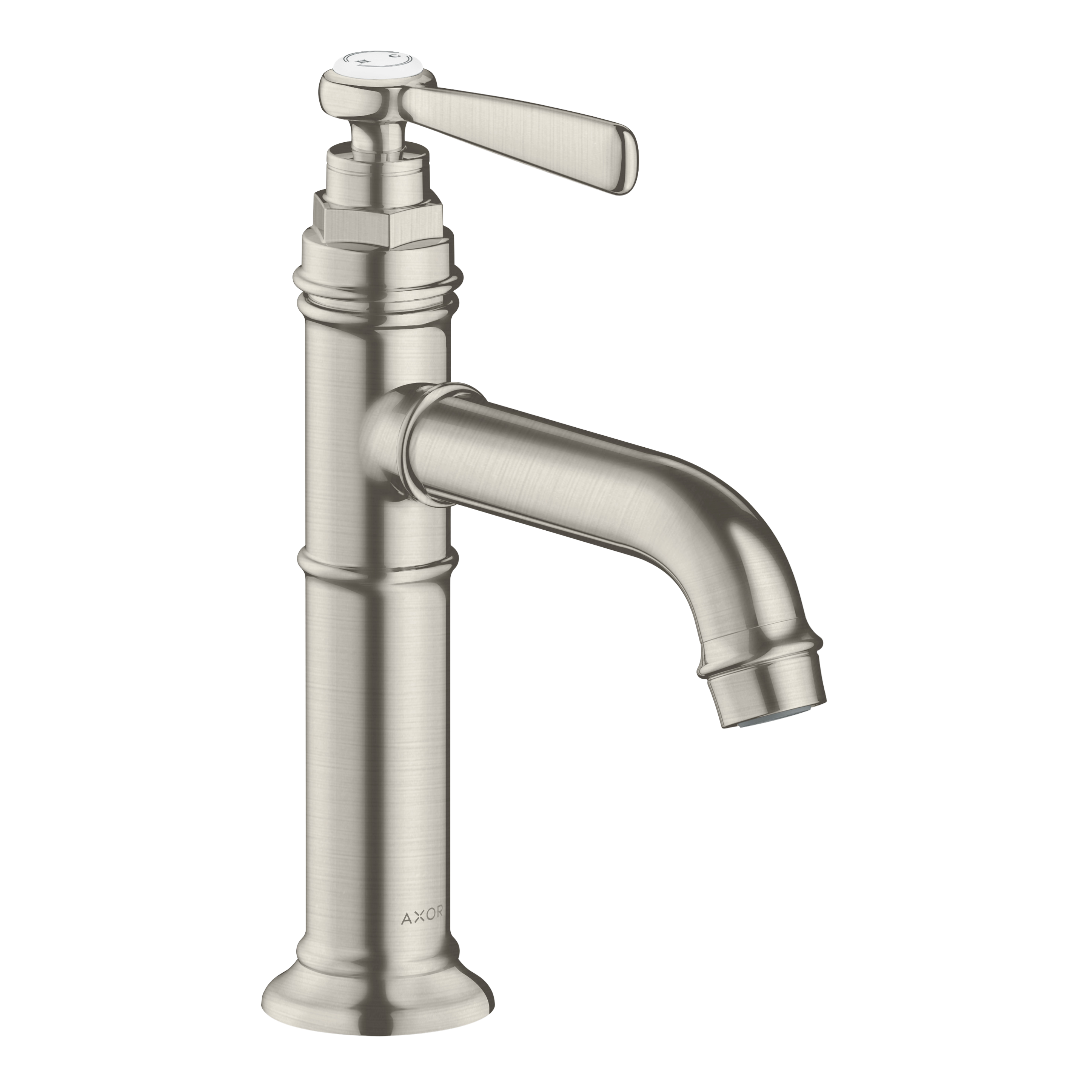 AXOR Montreux Single Lever Handle Basin Mixer Faucet 100 with Open Waste Set from Brandt in Stainless Steel Optic finish