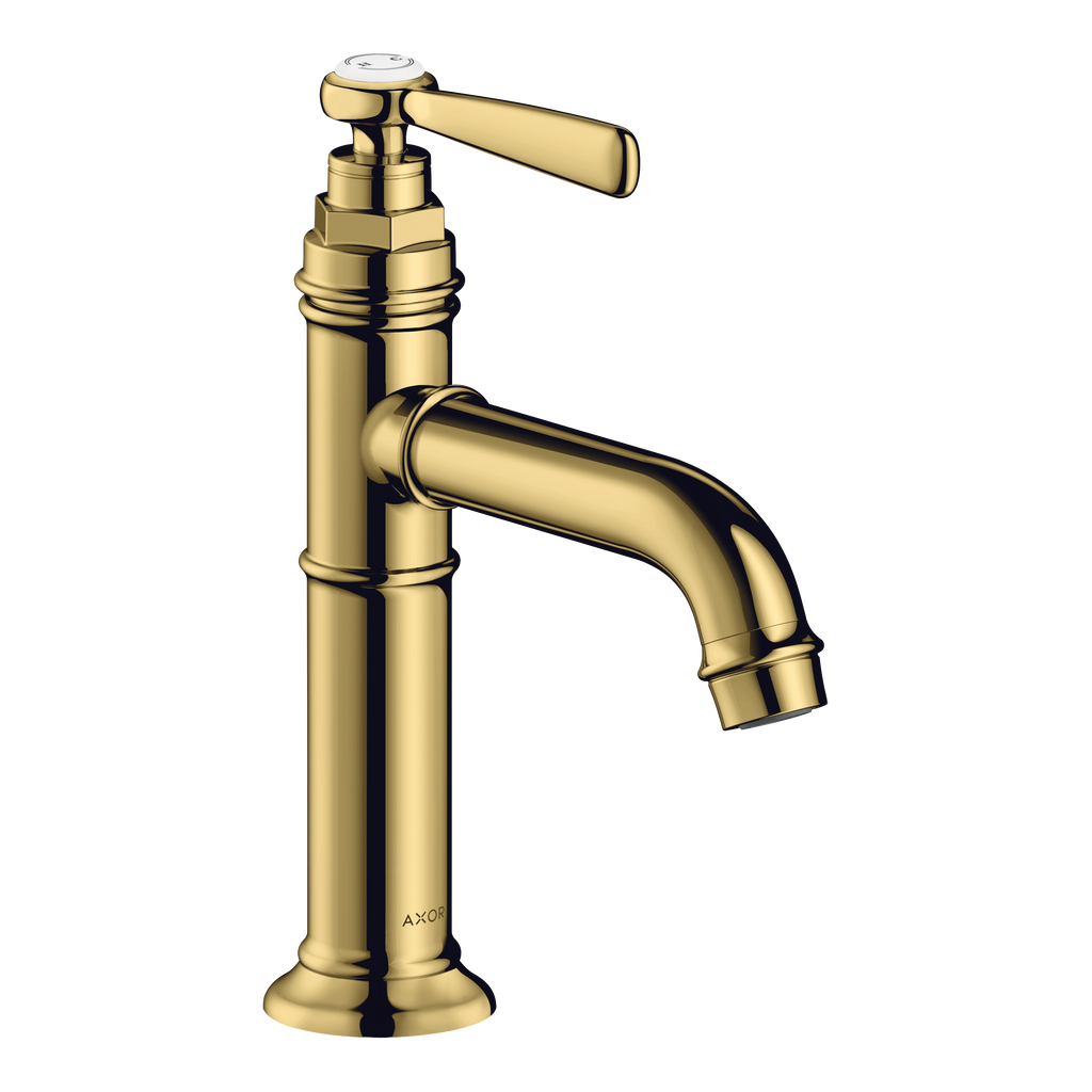 AXOR Montreux Single Lever Handle Basin Mixer Faucet 100 with Open Waste Set from Brandt in Polished Gold Optic finish