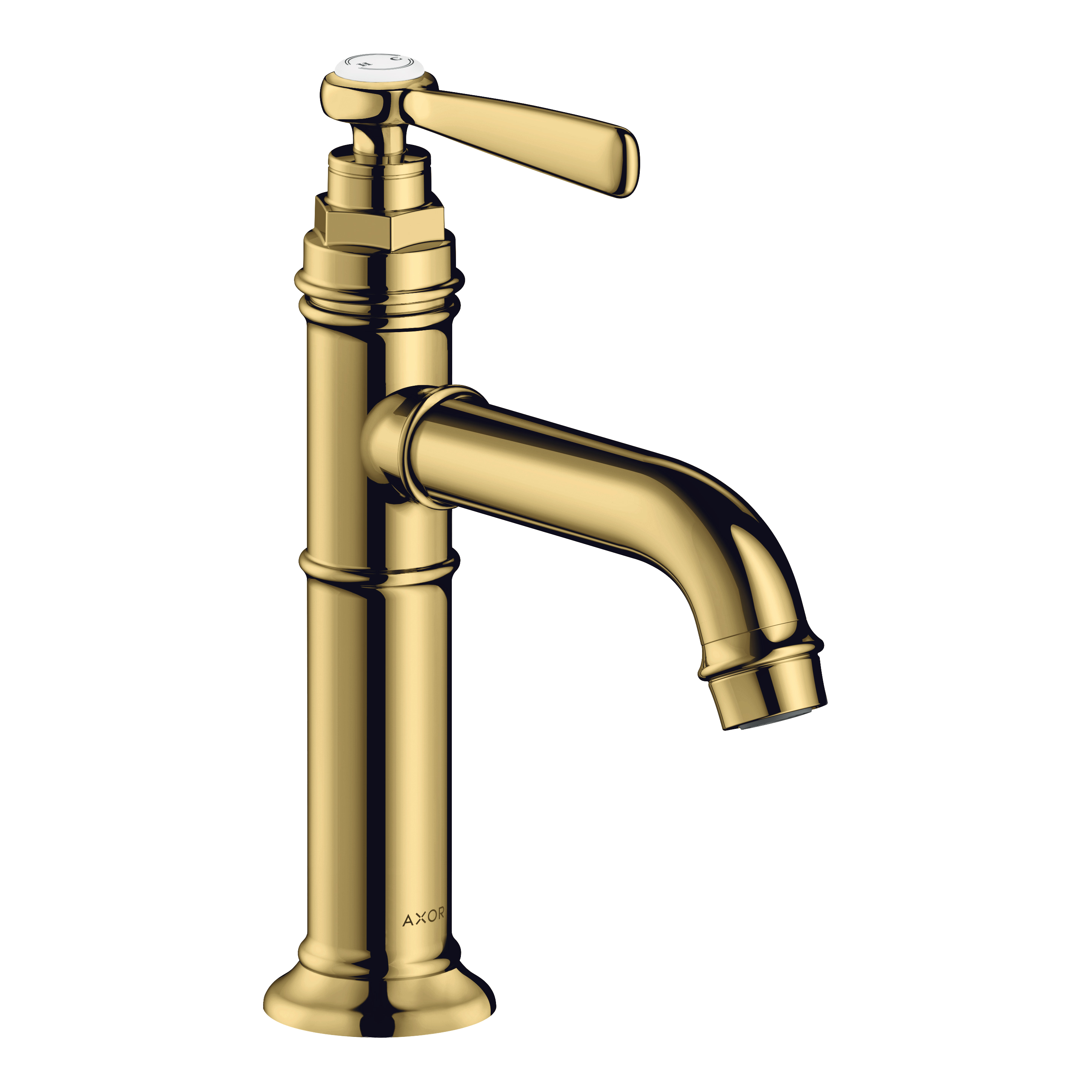 AXOR Montreux Single Lever Handle Basin Mixer Faucet 100 with Open Waste Set from Brandt in Polished Gold Optic finish