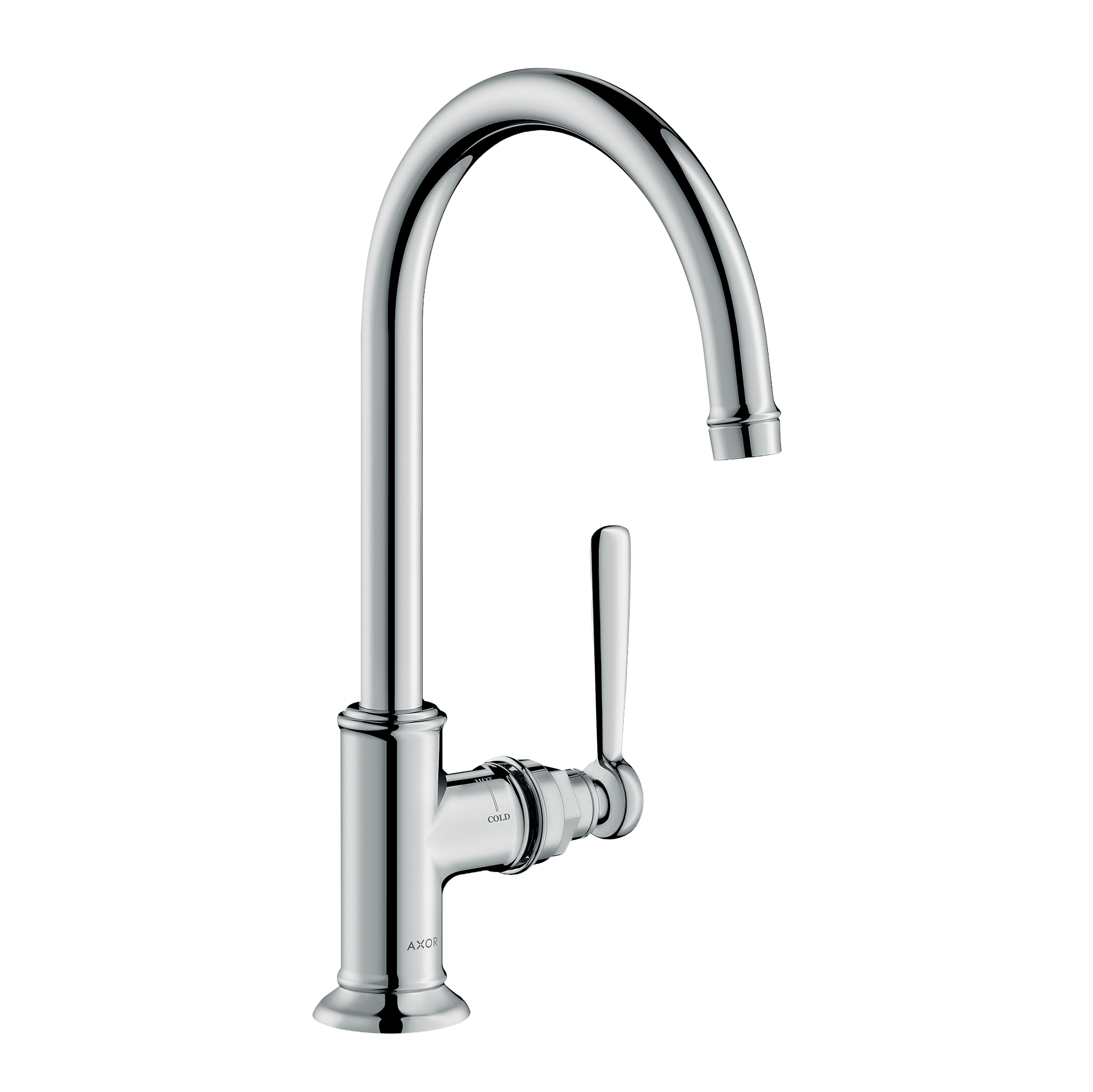 AXOR Montreux Single Lever Handle Basin Mixer Faucet 210 with Swivel Spout and Open Waste Set from Brandt in Chrome finish
