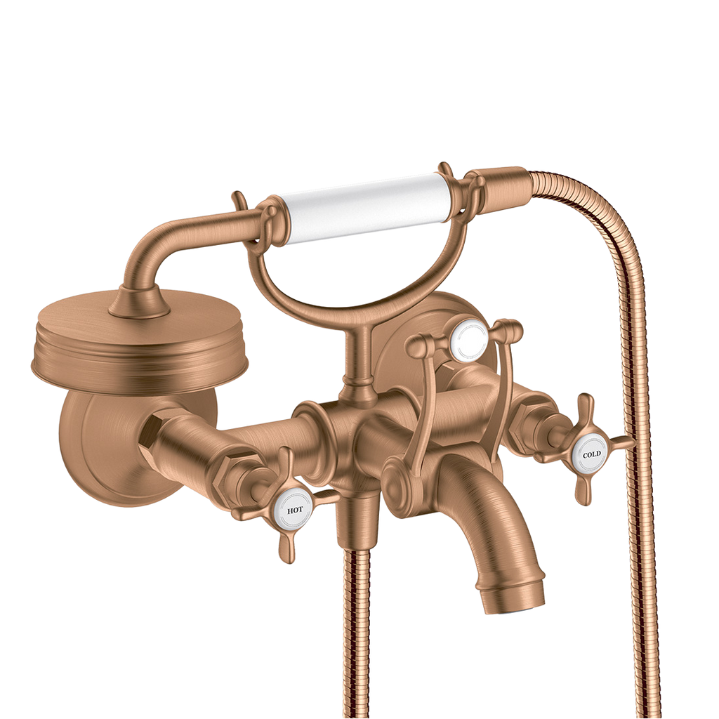 AXOR Montreux 2-Handle Bath & Shower Mixer Faucet with Cross Handles 170 cc from Brandt in Brushed Bronze finish