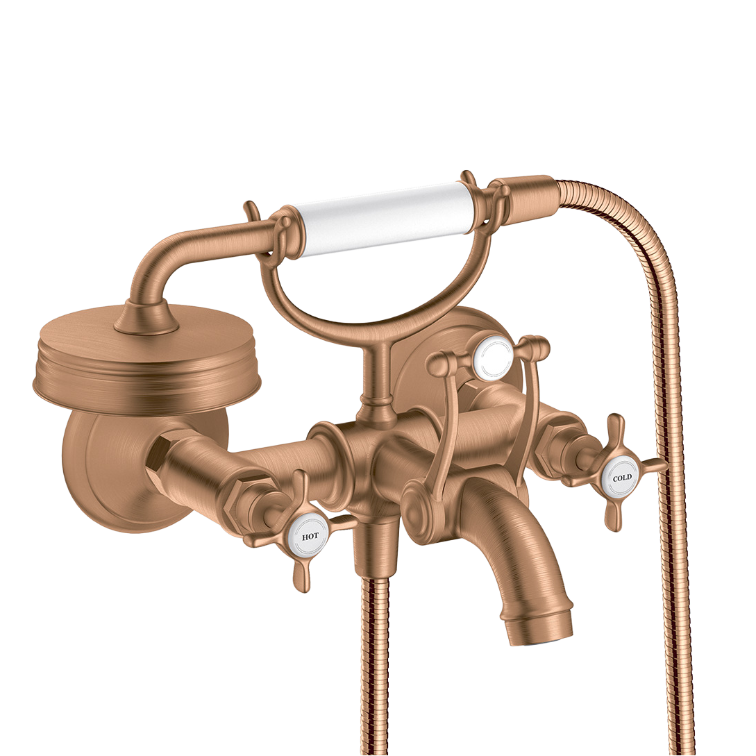 AXOR Montreux 2-Handle Bath & Shower Mixer Faucet with Cross Handles 170 cc from Brandt in Brushed Bronze finish