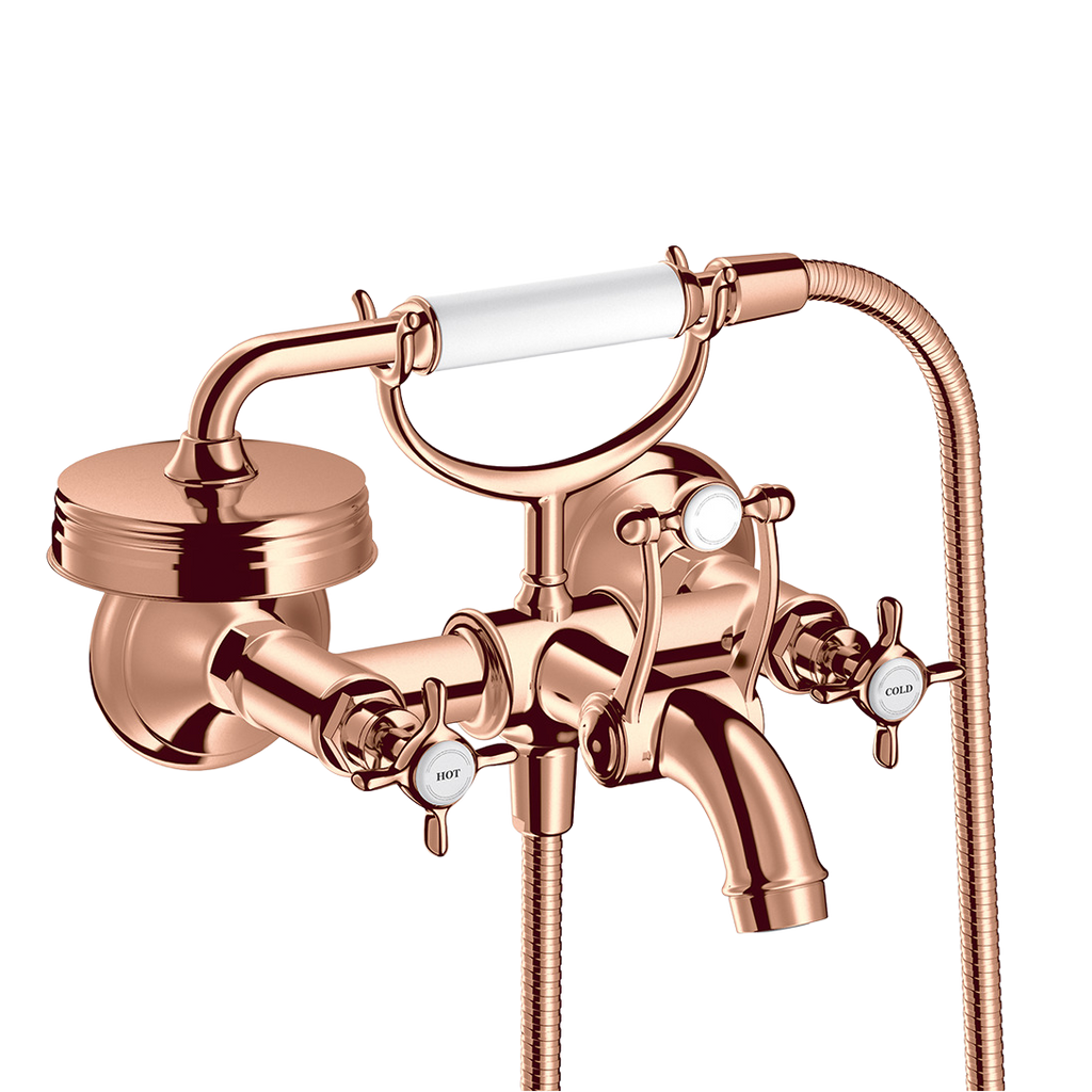 AXOR Montreux 2-Handle Bath & Shower Mixer Faucet with Cross Handles 170 cc from Brandt in Polished Red Gold finish