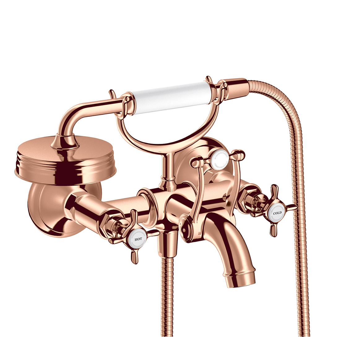 AXOR Montreux 2-Handle Bath & Shower Mixer Faucet with Cross Handles 170 cc from Brandt in Polished Red Gold finish