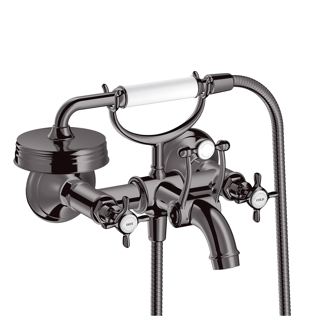 AXOR Montreux 2-Handle Bath & Shower Mixer Faucet with Cross Handles 170 cc from Brandt in Polished Black Chrome finish