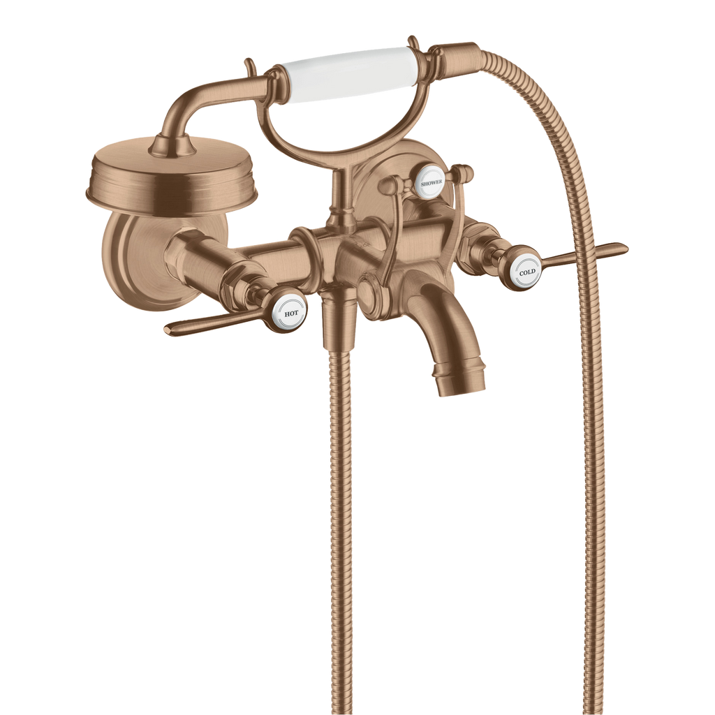 AXOR Montreux 2-Handle Bath & Shower Mixer Faucet with Lever Handles 170 cc from Brandt in Brushed Red Gold finish