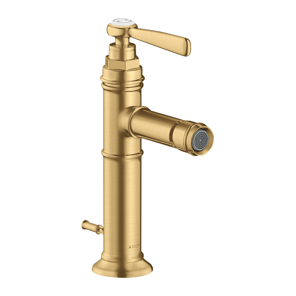 AXOR Montreux Single Lever Handle Bidet Mixer Faucet with Pop-Up Waste Set from Brandt in Brushed Gold Optic finish