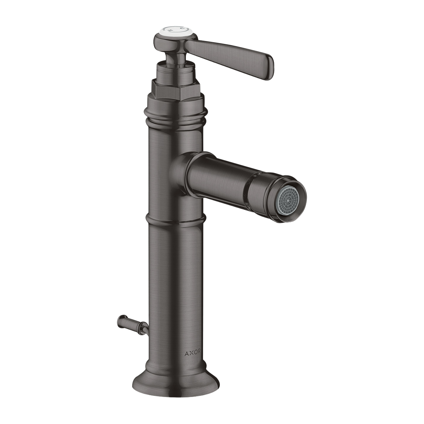 AXOR Montreux Single Lever Handle Bidet Mixer Faucet with Pop-Up Waste Set from Brandt in Brushed Black Chrome finish