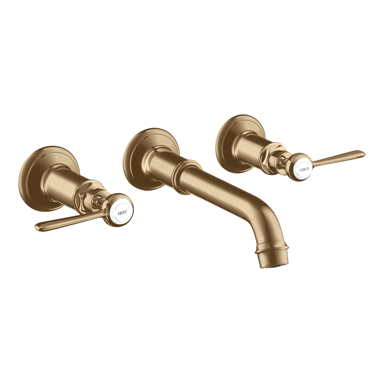 AXOR Montreux 3-Hole Concealed Basin Mixer Faucet with 165–225 mm Spout and Lever Handles from Brandt in Brushed Bronze finish