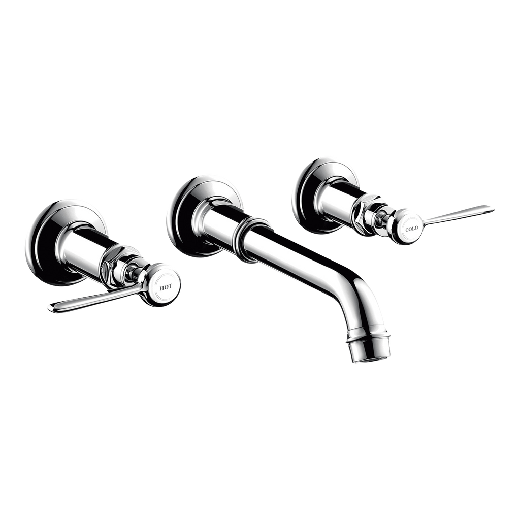 AXOR Montreux 3-Hole Concealed Basin Mixer Faucet with 165–225 mm Spout and Lever Handles from Brandt in Stainless Steel Optic finish