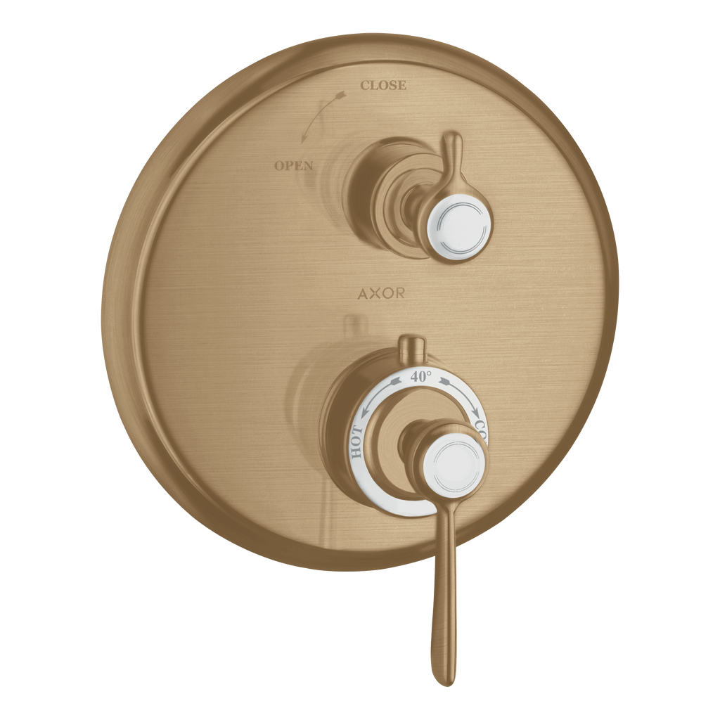 AXOR Montreux Concealed Shower Thermostat with Lever Handle and Shut-Off Valve from Brandt in Brushed Bronze finish