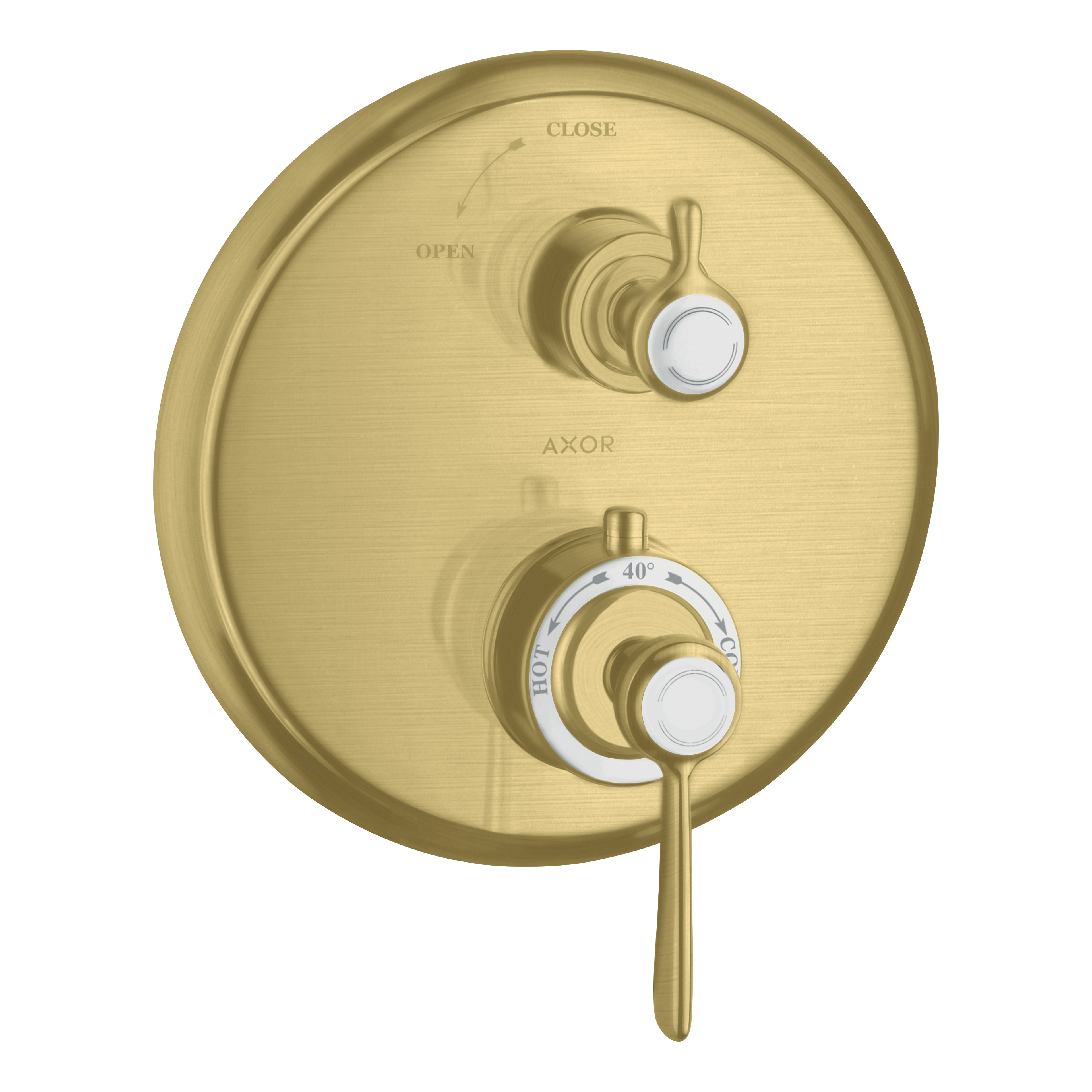 AXOR Montreux Concealed Shower Thermostat with Lever Handle and Shut-Off Valve from Brandt in Brushed Brass finish