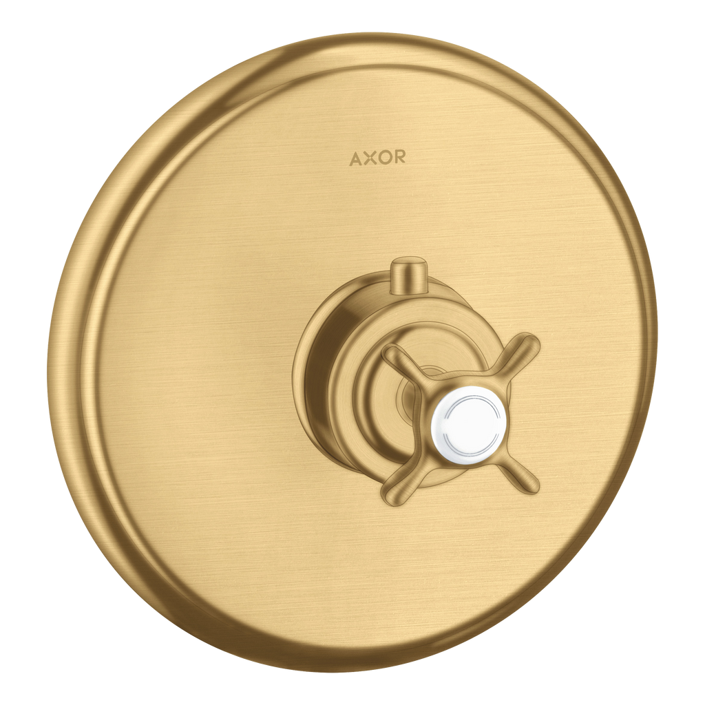 AXOR Montreux Concealed Shower Thermostat with Cross Handle from Brandt in Brushed Gold Optic finish