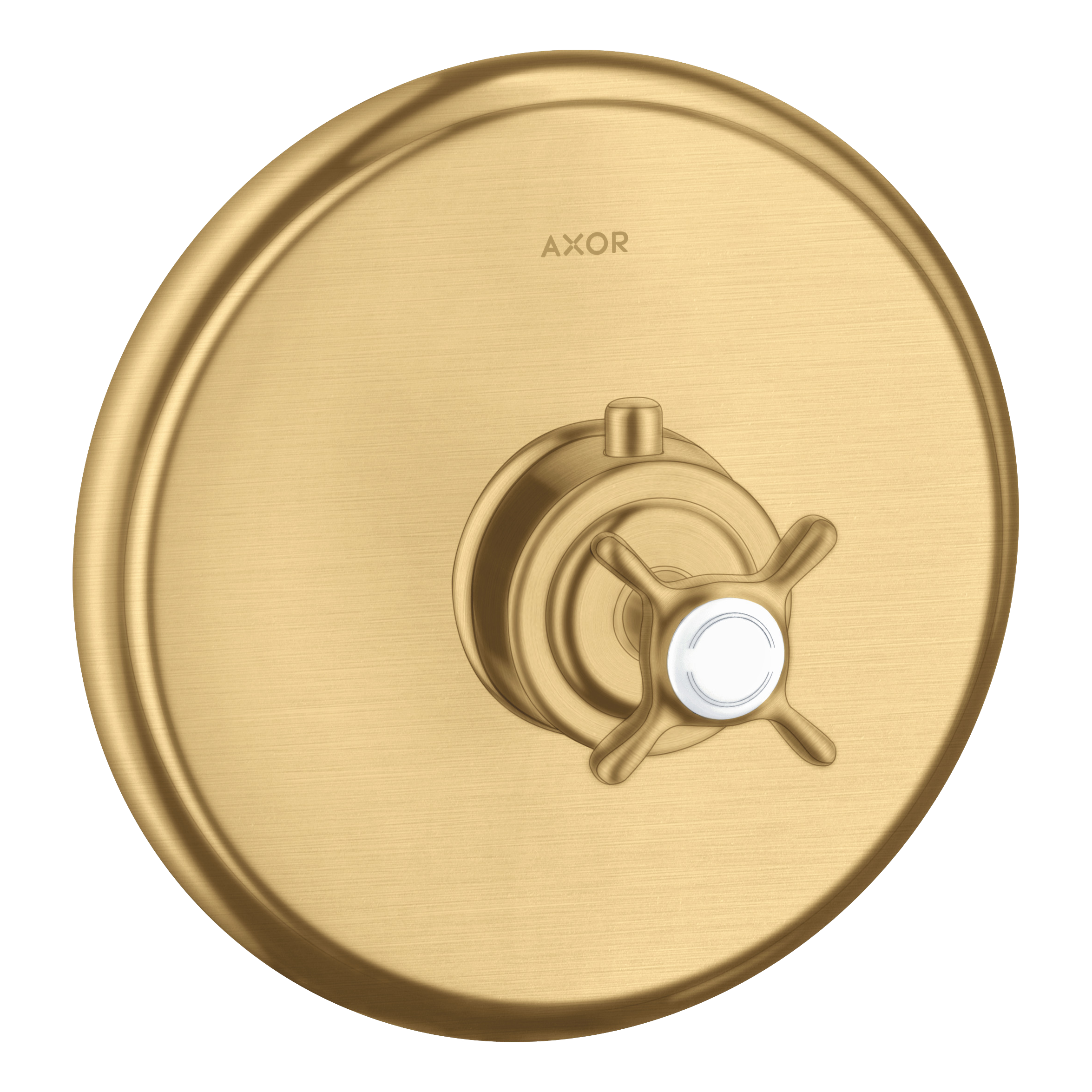 AXOR Montreux Concealed Shower Thermostat with Cross Handle from Brandt in Brushed Gold Optic finish