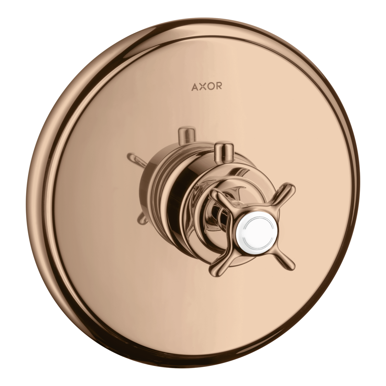 AXOR Montreux Concealed Shower Thermostat with Cross Handle from Brandt in Polished Red Gold finish