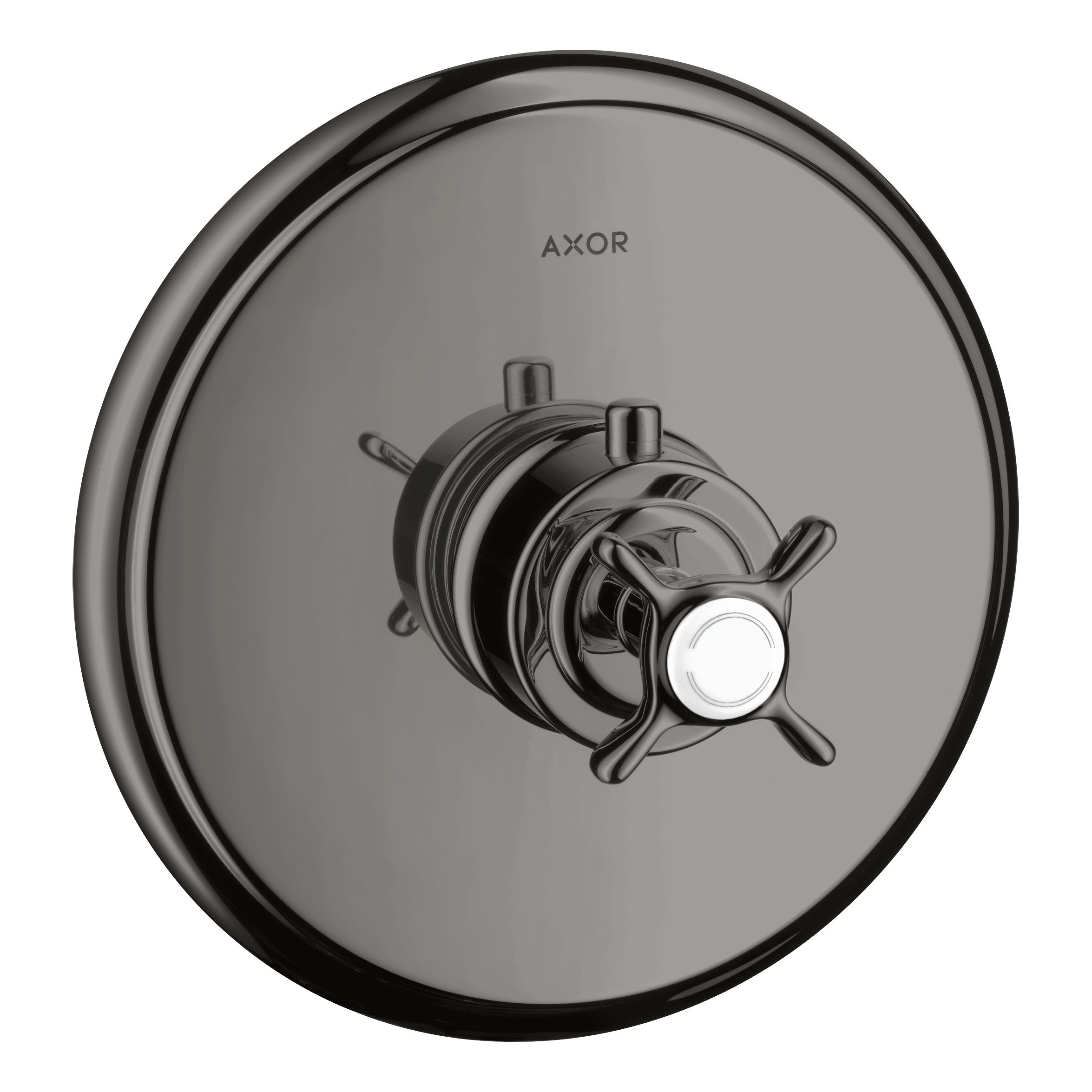 AXOR Montreux Concealed Shower Thermostat with Cross Handle from Brandt in Polished Black Chrome finish