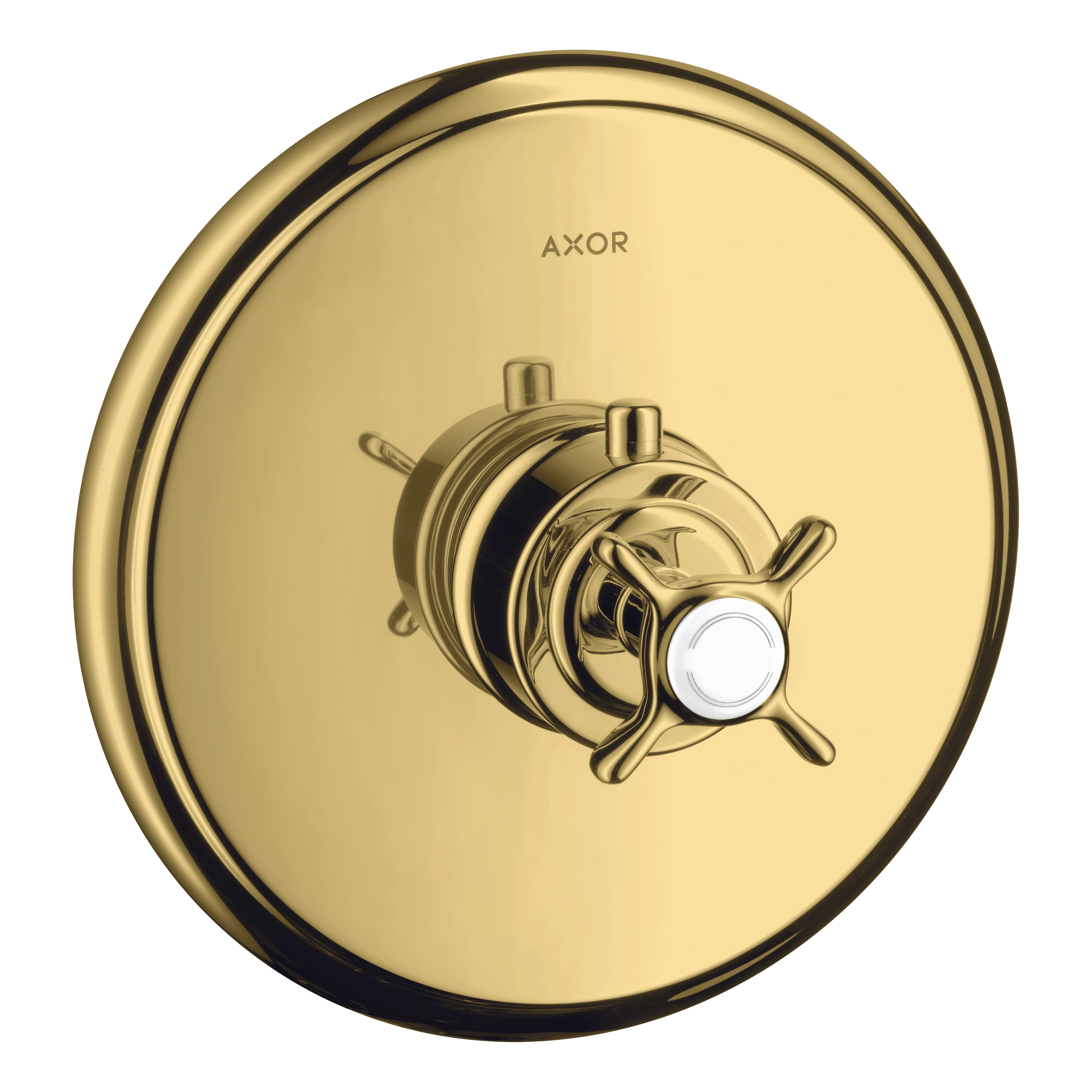 AXOR Montreux Concealed Shower Thermostat with Cross Handle from Brandt in Polished Gold Optic finish