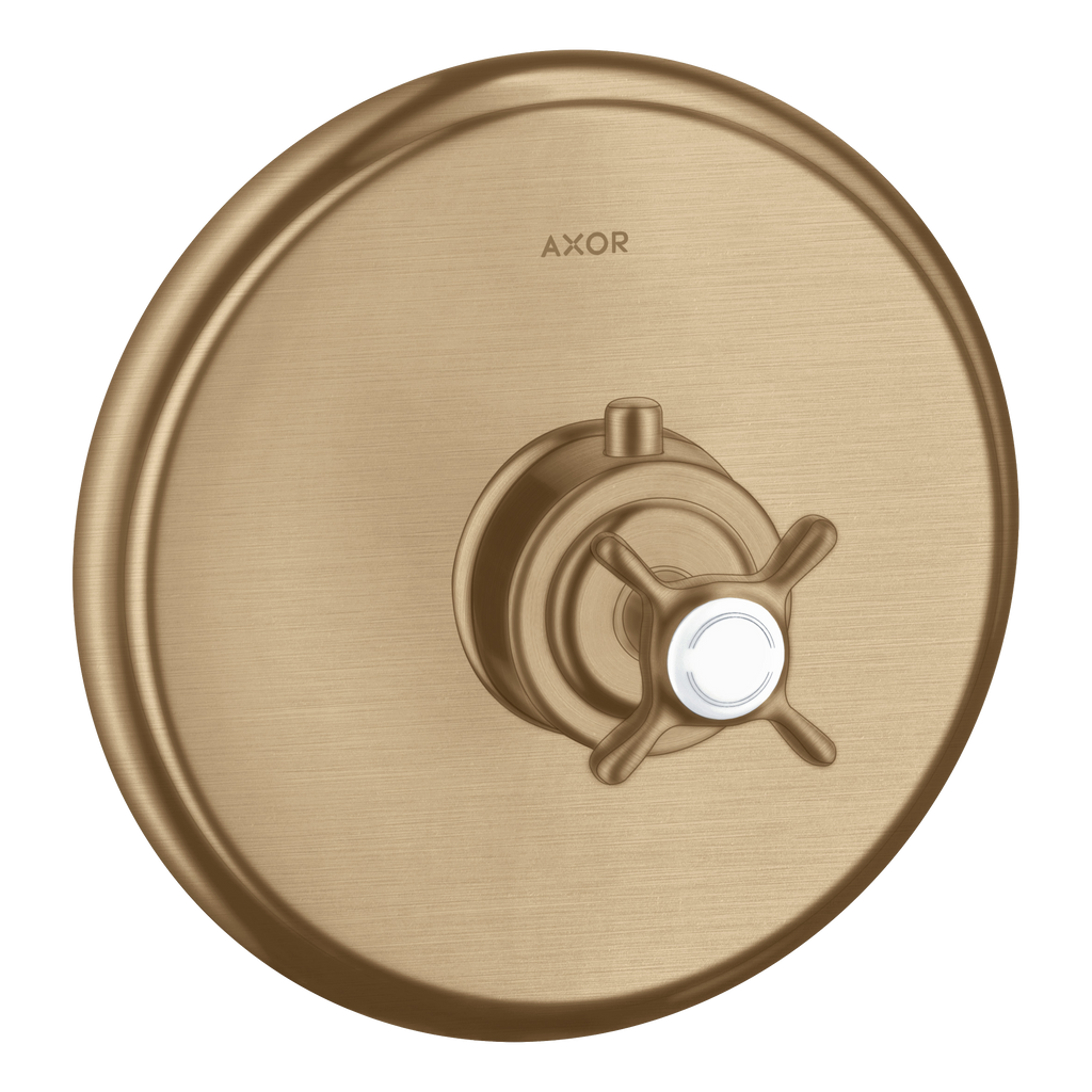 AXOR Montreux Concealed Highflow Shower Thermostat with Cross Handle from Brandt in Brushed Bronze finish