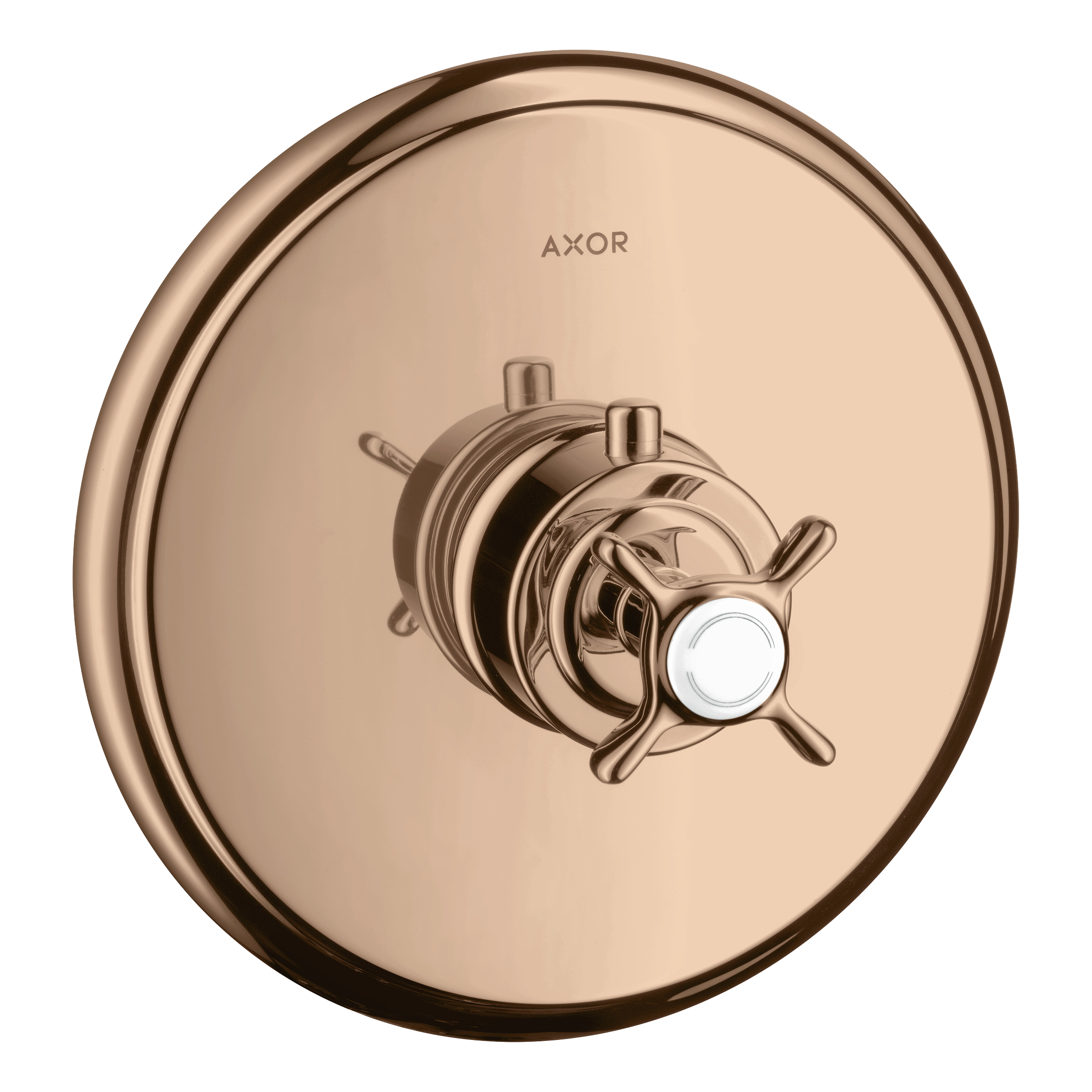 AXOR Montreux Concealed Highflow Shower Thermostat with Cross Handle from Brandt in Polished Red Gold finish