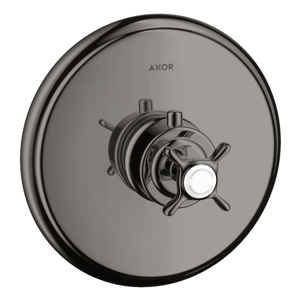 AXOR Montreux Concealed Highflow Shower Thermostat with Cross Handle from Brandt in Polished Black Chrome finish
