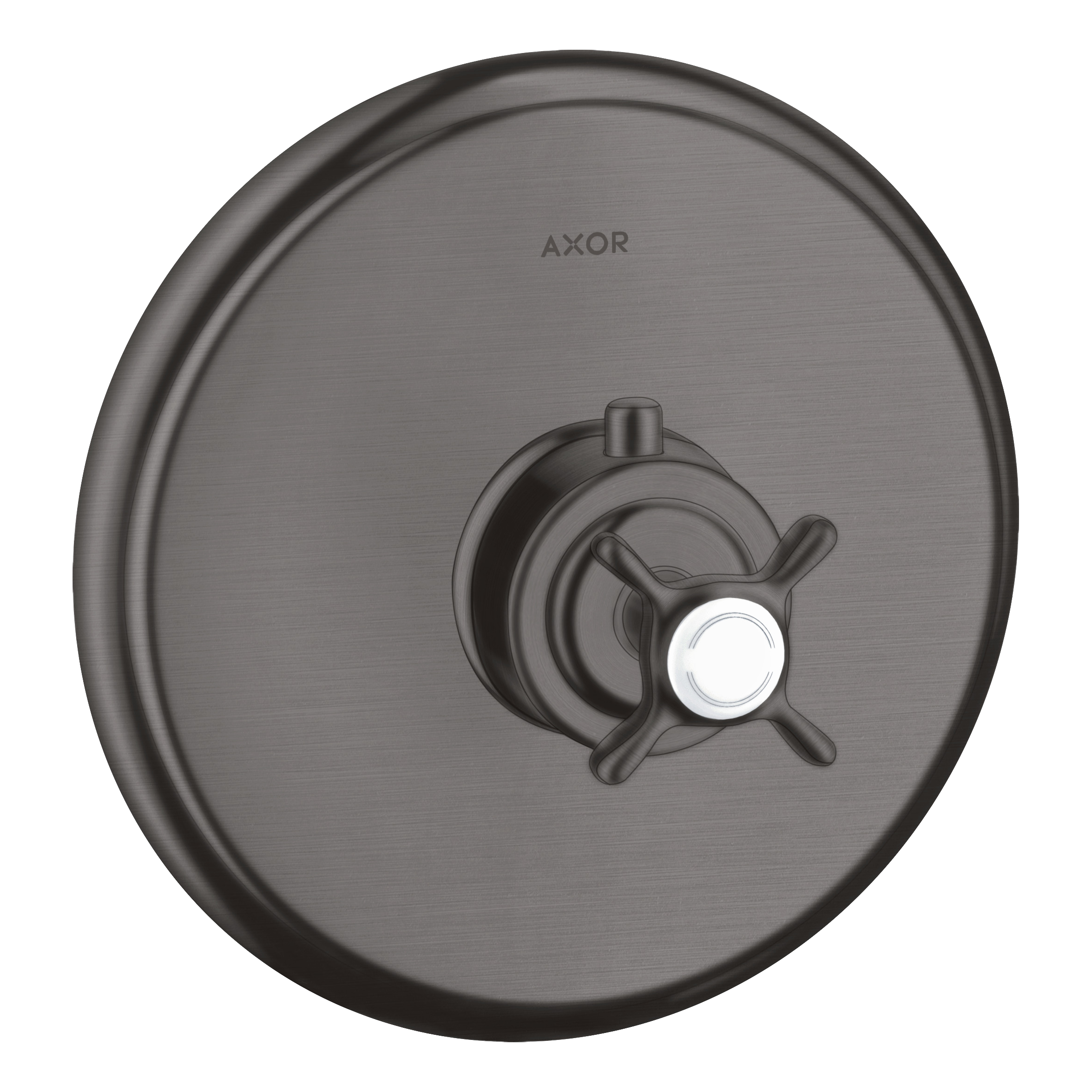 AXOR Montreux Concealed Highflow Shower Thermostat with Cross Handle from Brandt in Brushed Black Chrome finish