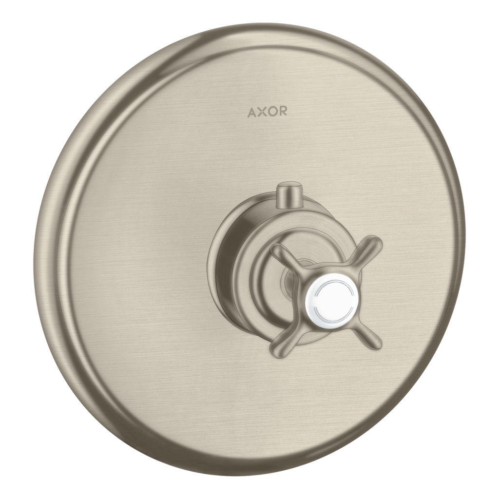 AXOR Montreux Concealed Highflow Shower Thermostat with Cross Handle from Brandt in Brushed Nickel finish