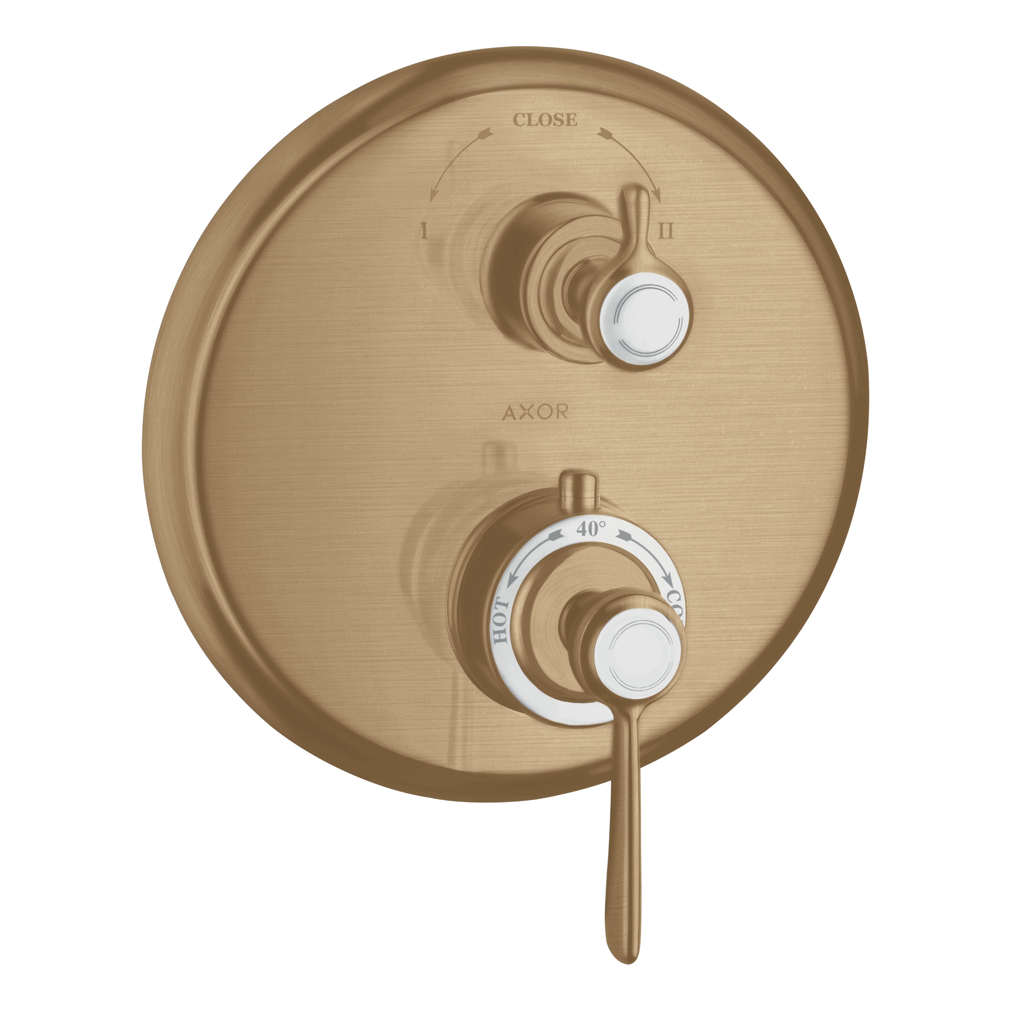 AXOR Montreux Concealed Shower Thermostat with Lever Handle and Shut-Off Diverter Valve from Brandt in Brushed Bronze finish