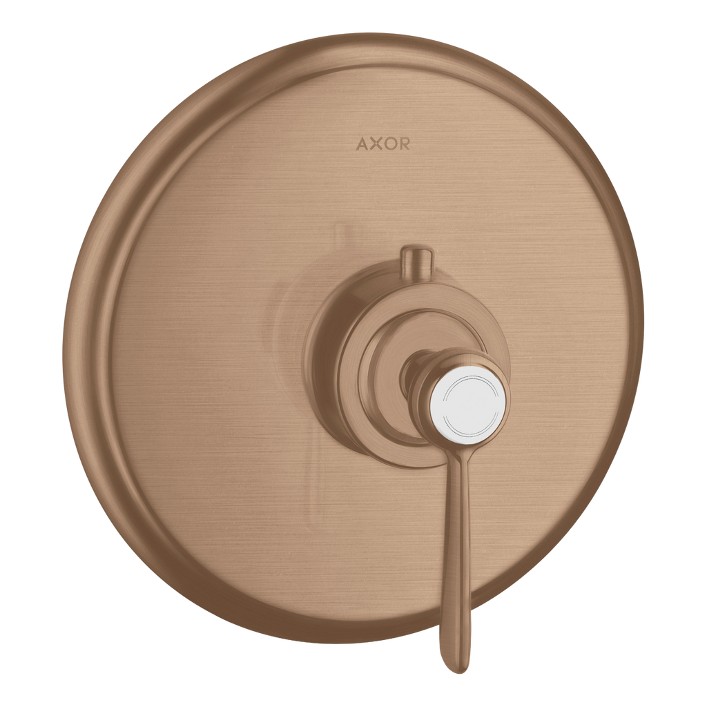 AXOR Montreux Concealed Highflow Shower Thermostat with Lever Handle from Brandt in Brushed Red Gold finish