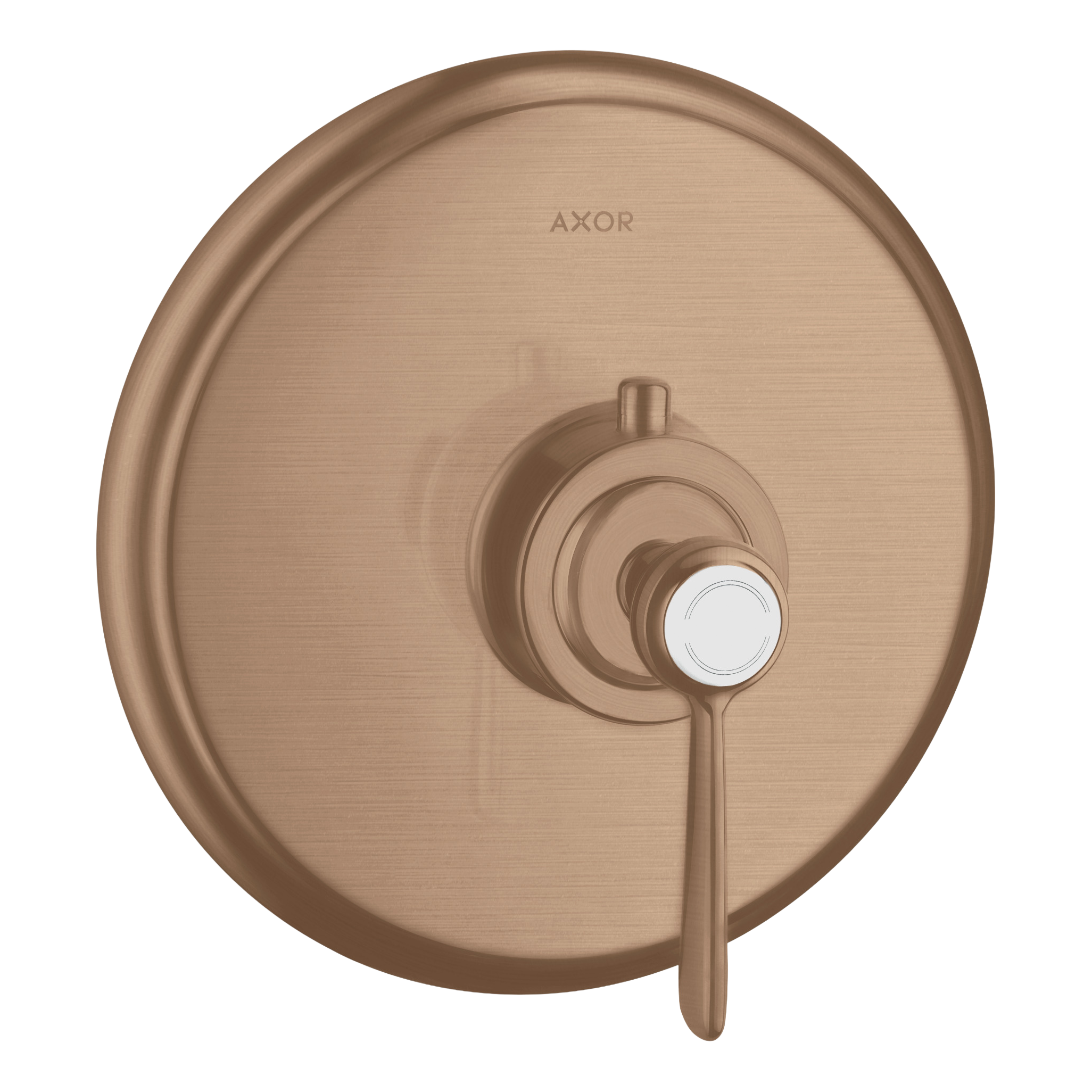 AXOR Montreux Concealed Highflow Shower Thermostat with Lever Handle from Brandt in Brushed Red Gold finish
