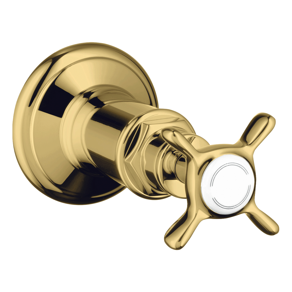 AXOR Montreux Concealed Shut Off Valve with Cross Handle from Brandt in Polished Gold Optic finish