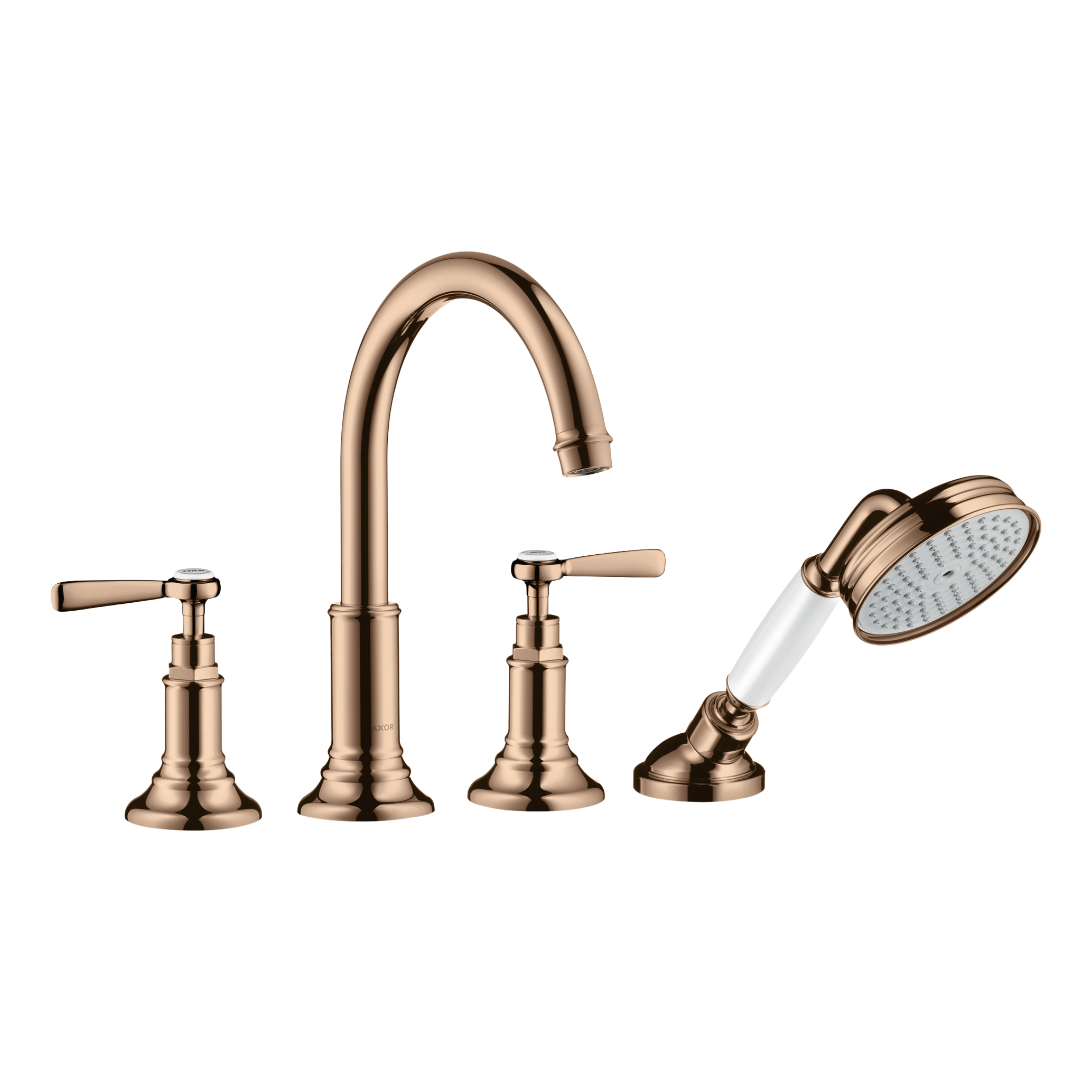 AXOR Montreux 4-Hole Rim-Mounted Bath & Shower Mixer Faucet with Lever Handles from Brandt in Polished Red Gold finish