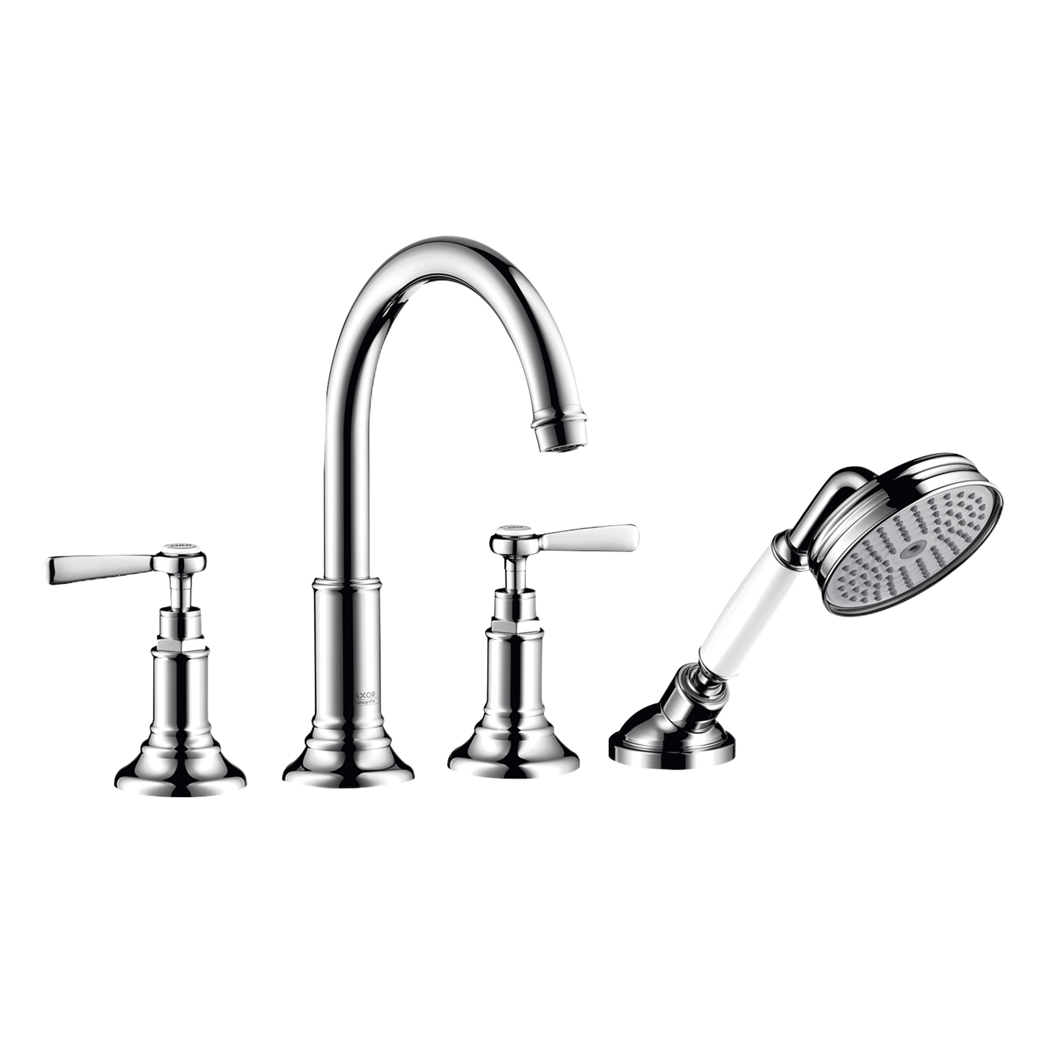 AXOR Montreux 4-Hole Rim-Mounted Bath & Shower Mixer Faucet with Lever Handles from Brandt in Stainless Steel Optic finish