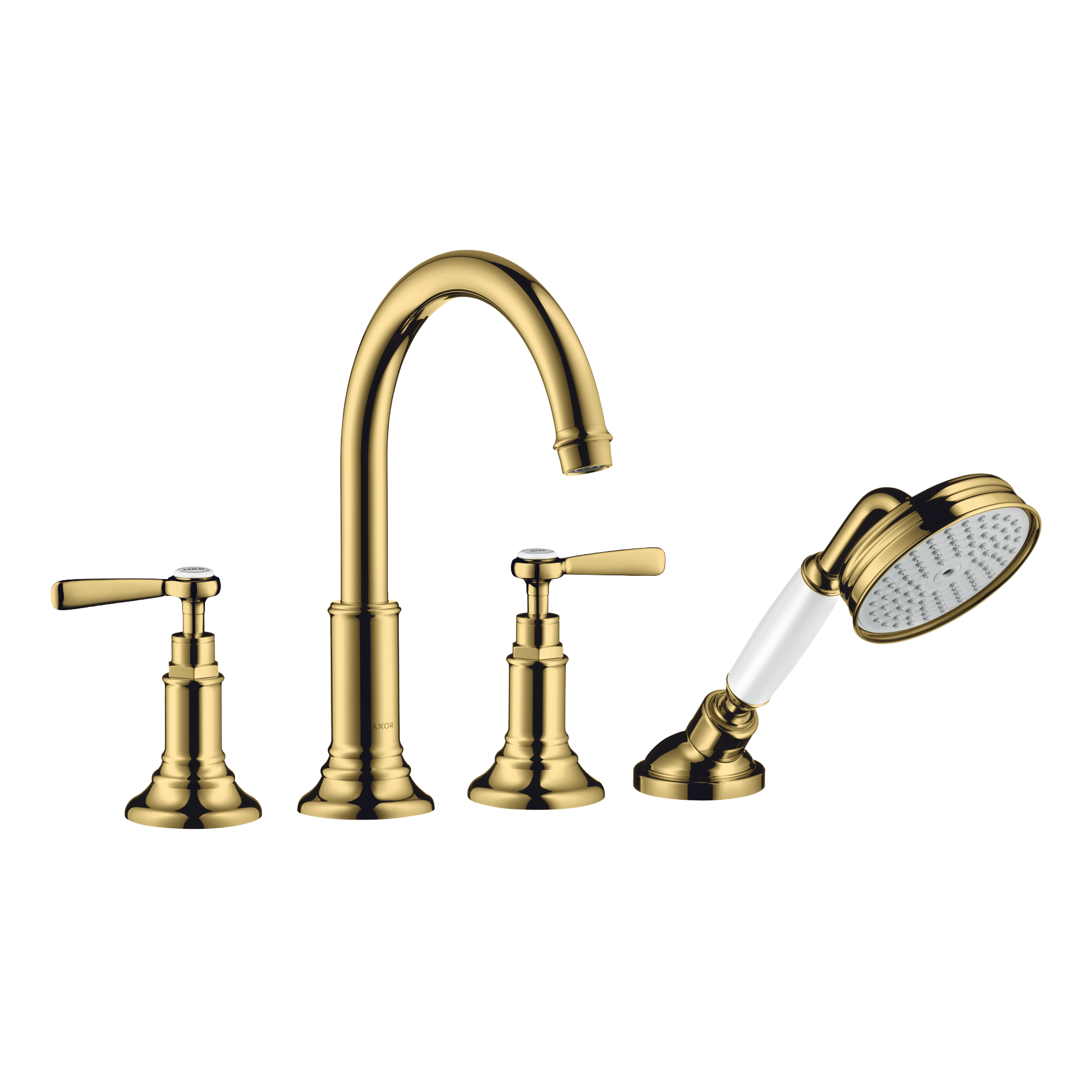 AXOR Montreux 4-Hole Rim-Mounted Bath & Shower Mixer Faucet with Lever Handles from Brandt in Polished Gold Optic finish