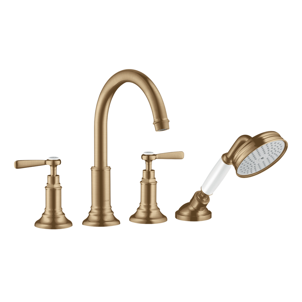 AXOR Montreux 4-Hole Tile-Mounted Bath & Shower Mixer Faucet with Lever Handles from Brandt in Brushed Bronze finish