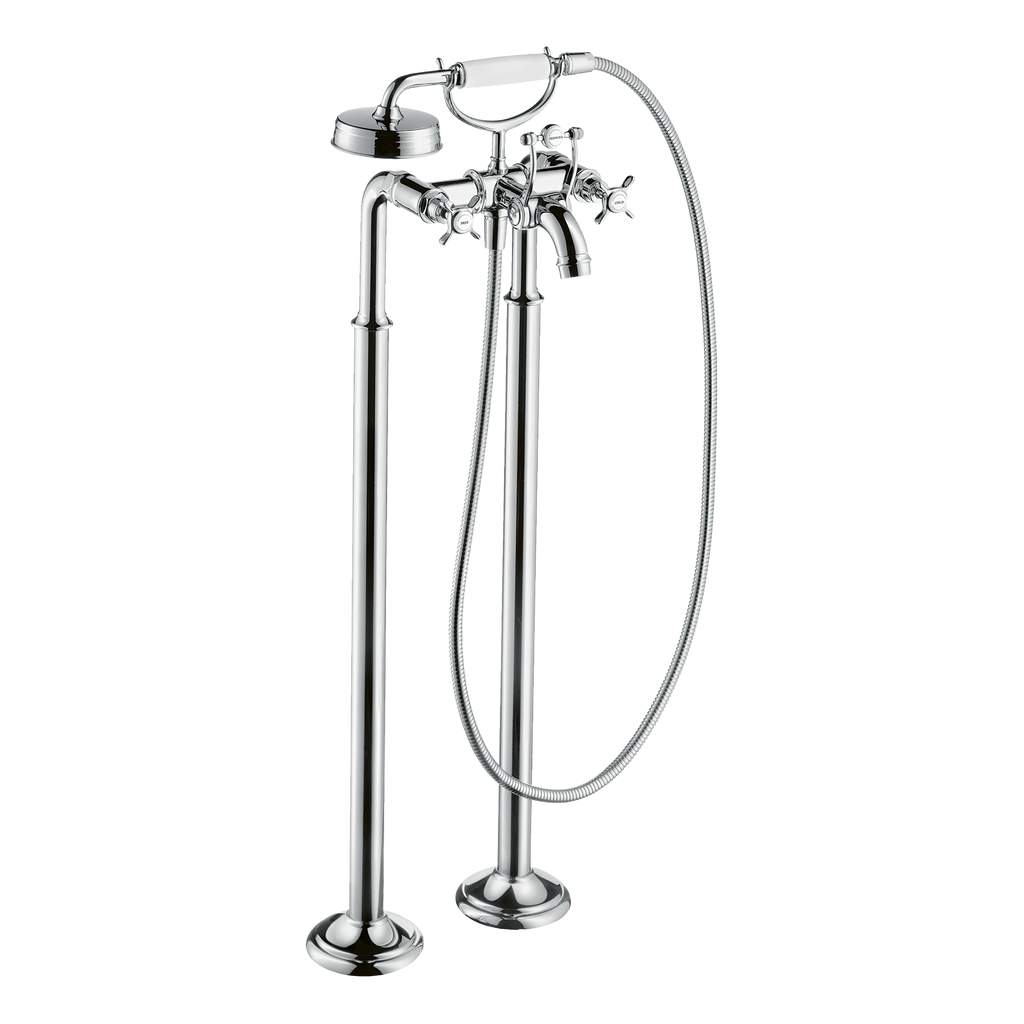 AXOR Montreux 2-Handle Floorstanding Bath & Shower Mixer Faucet with Cross Handles from Brandt in Chrome finish
