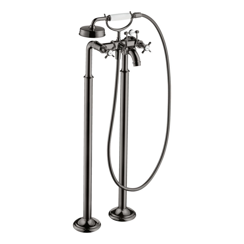 AXOR Montreux 2-Handle Floorstanding Bath & Shower Mixer Faucet with Cross Handles from Brandt in Polished Black Chrome finish