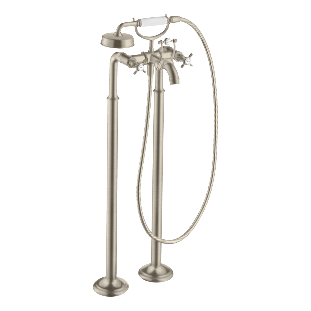 AXOR Montreux 2-Handle Floorstanding Bath & Shower Mixer Faucet with Cross Handles from Brandt in Brushed Nickel finish