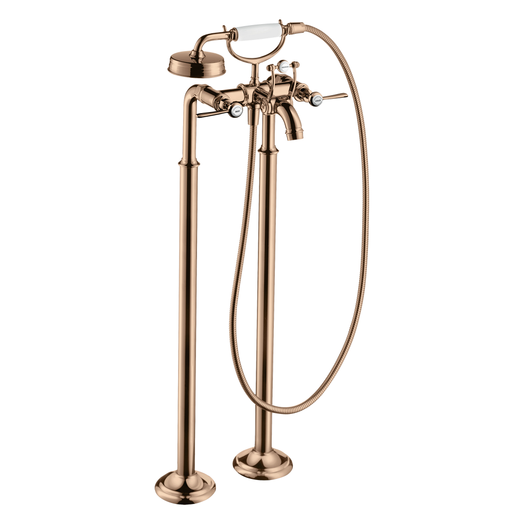 AXOR Montreux 2-Handle Floorstanding Bath & Shower Mixer Faucet with Lever Handles from Brandt in Polished Red Gold finish