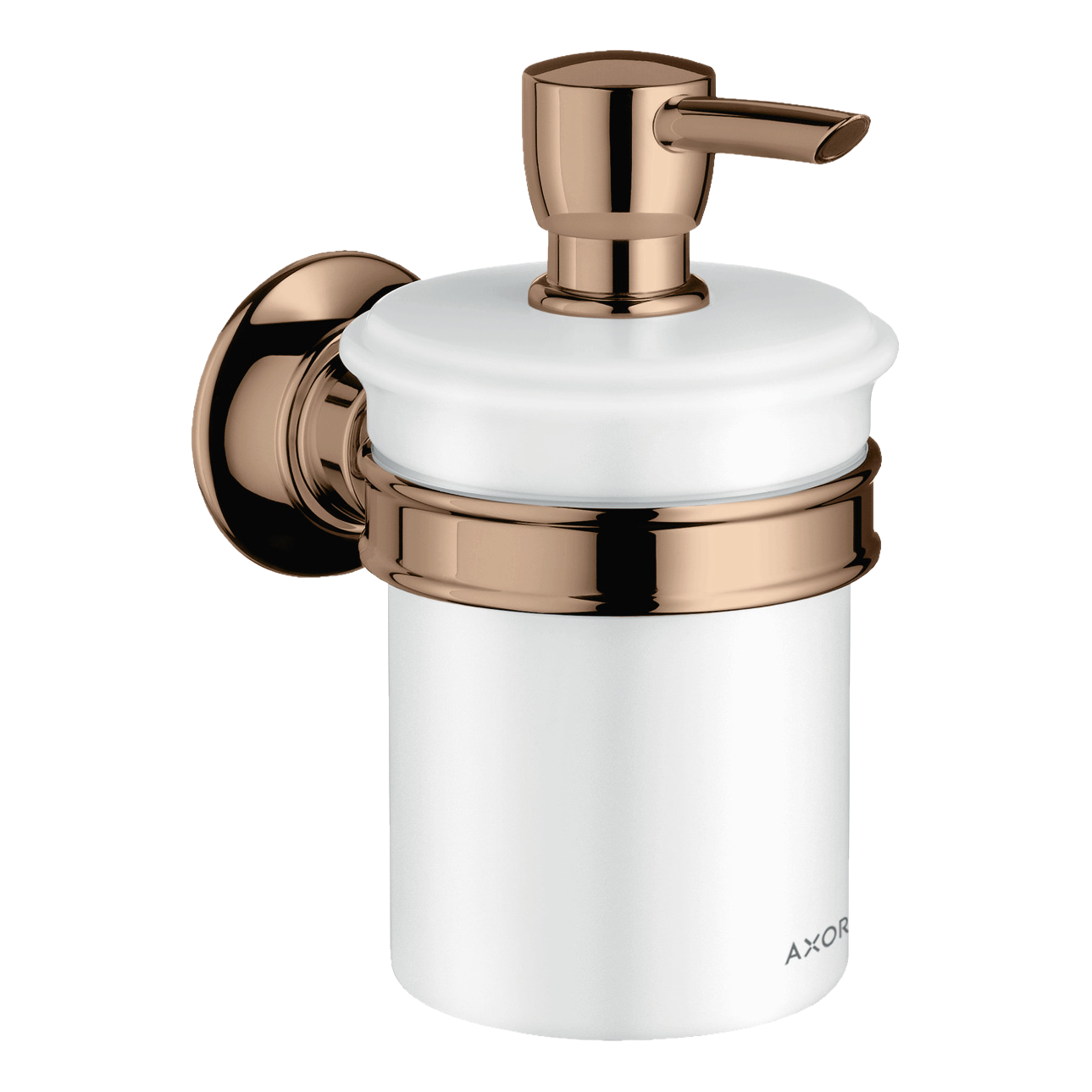 AXOR Montreux Wall-Mounted Liquid Soap Dispenser from Brandt in Polished Red Gold finish