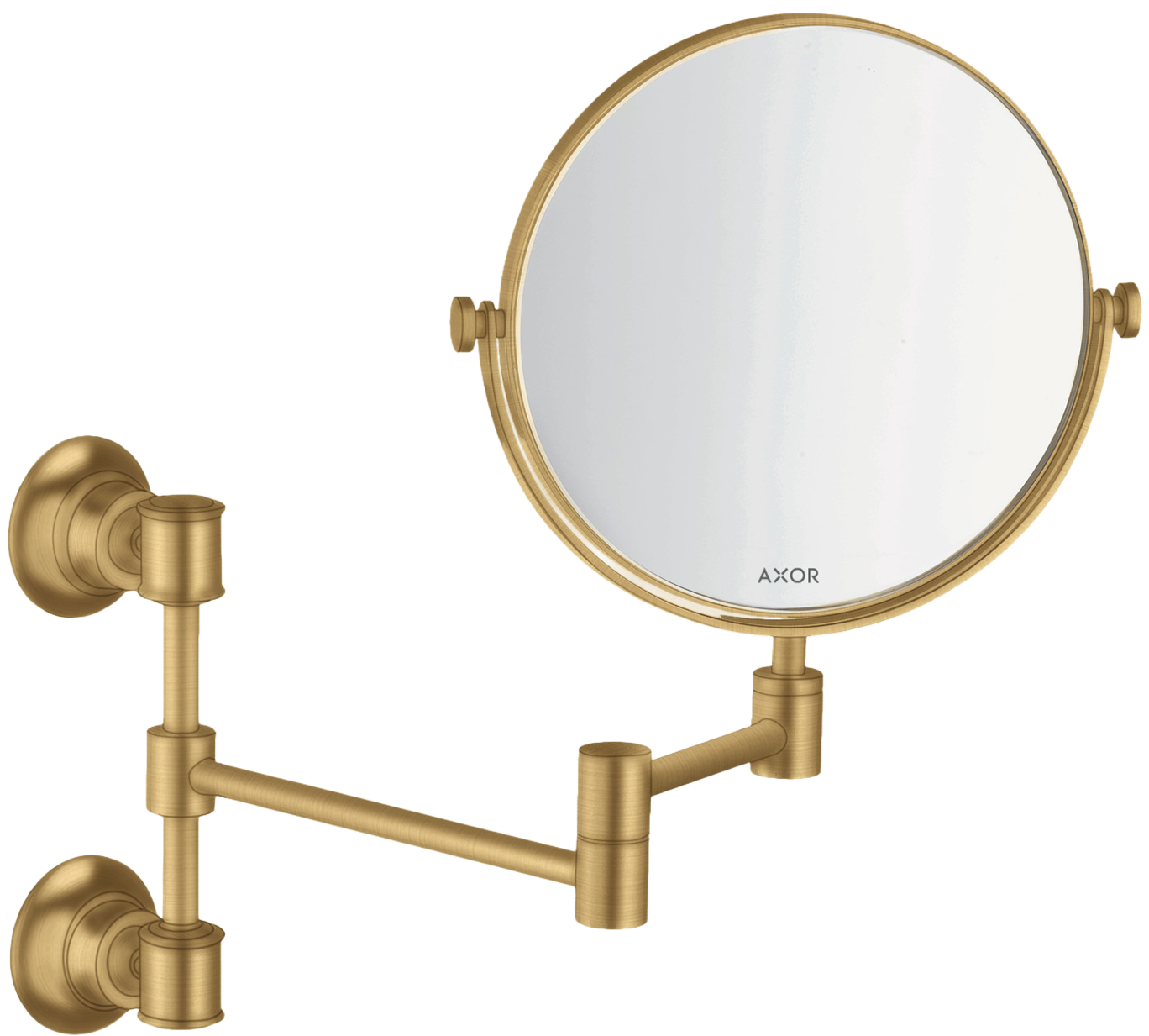 AXOR Montreux Makeup Mirror from Brandt in Brushed Gold Optic finish