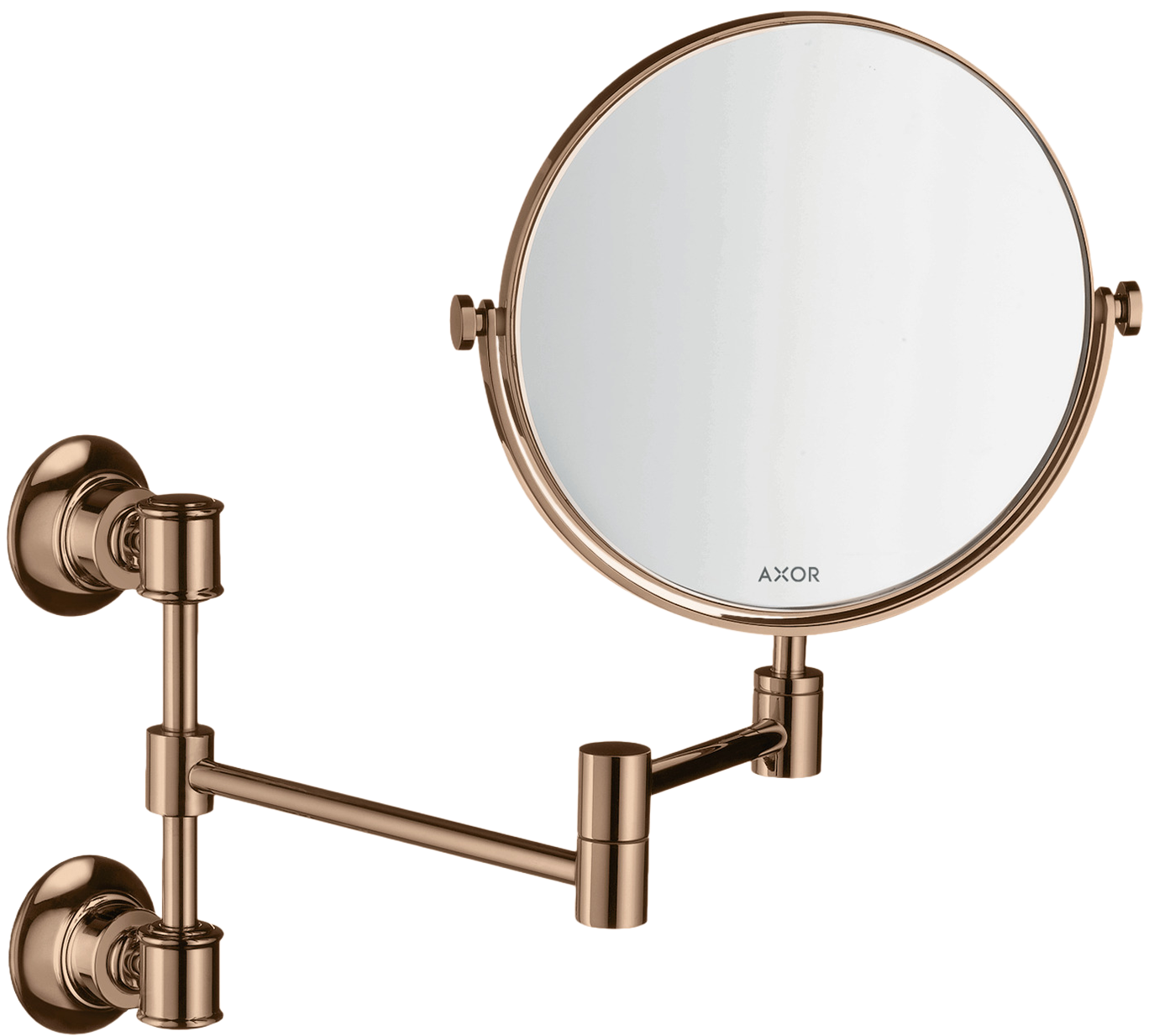 AXOR Montreux Makeup Mirror from Brandt in Polished Red Gold finish