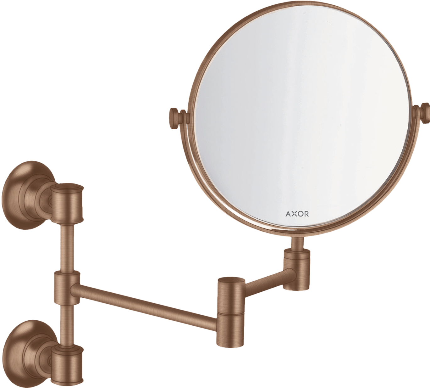 AXOR Montreux Makeup Mirror from Brandt in Brushed Red Gold finish