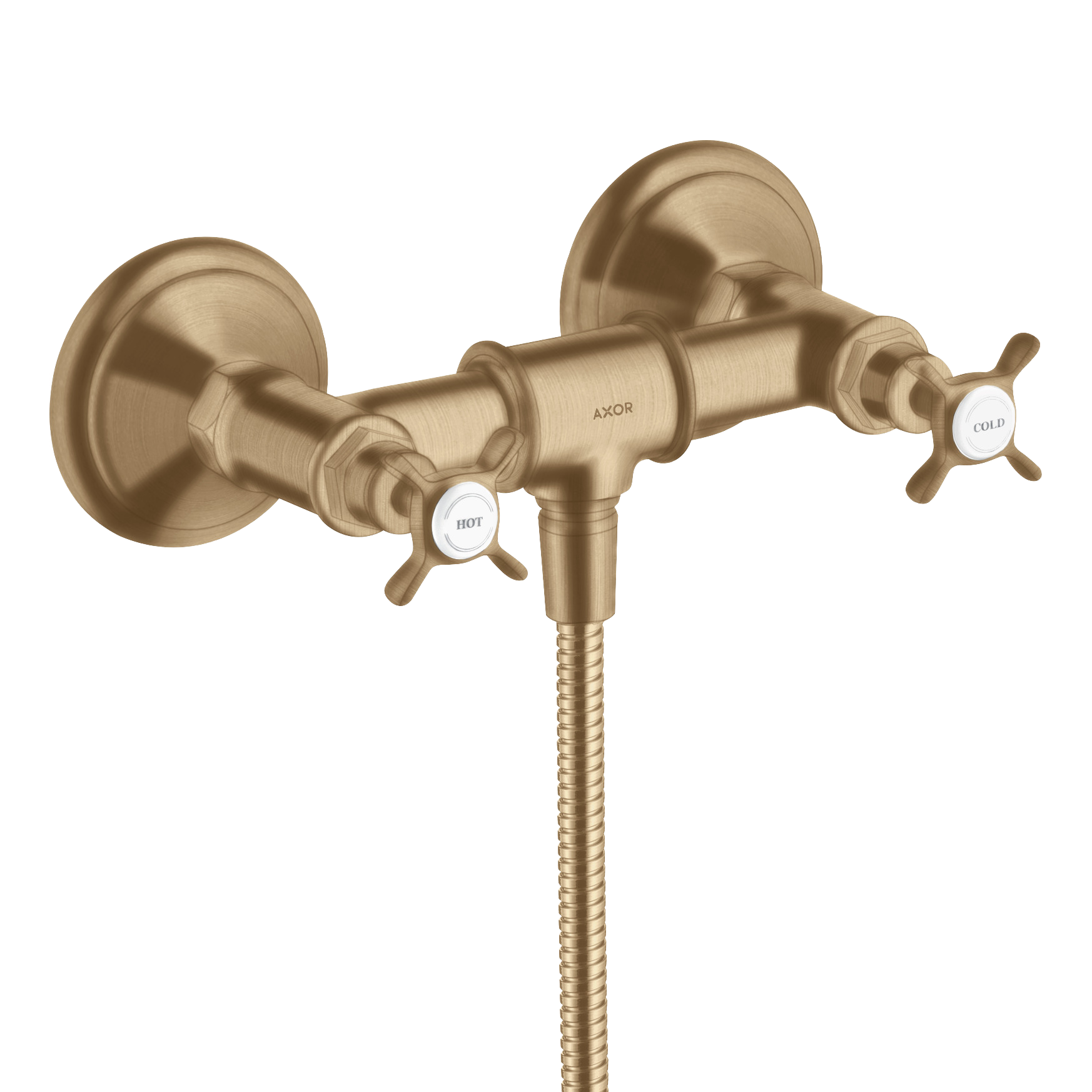 AXOR Montreux 2-Handle Shower Mixer Faucet with Cross Handles 170 cc from Brandt in Brushed Bronze finish