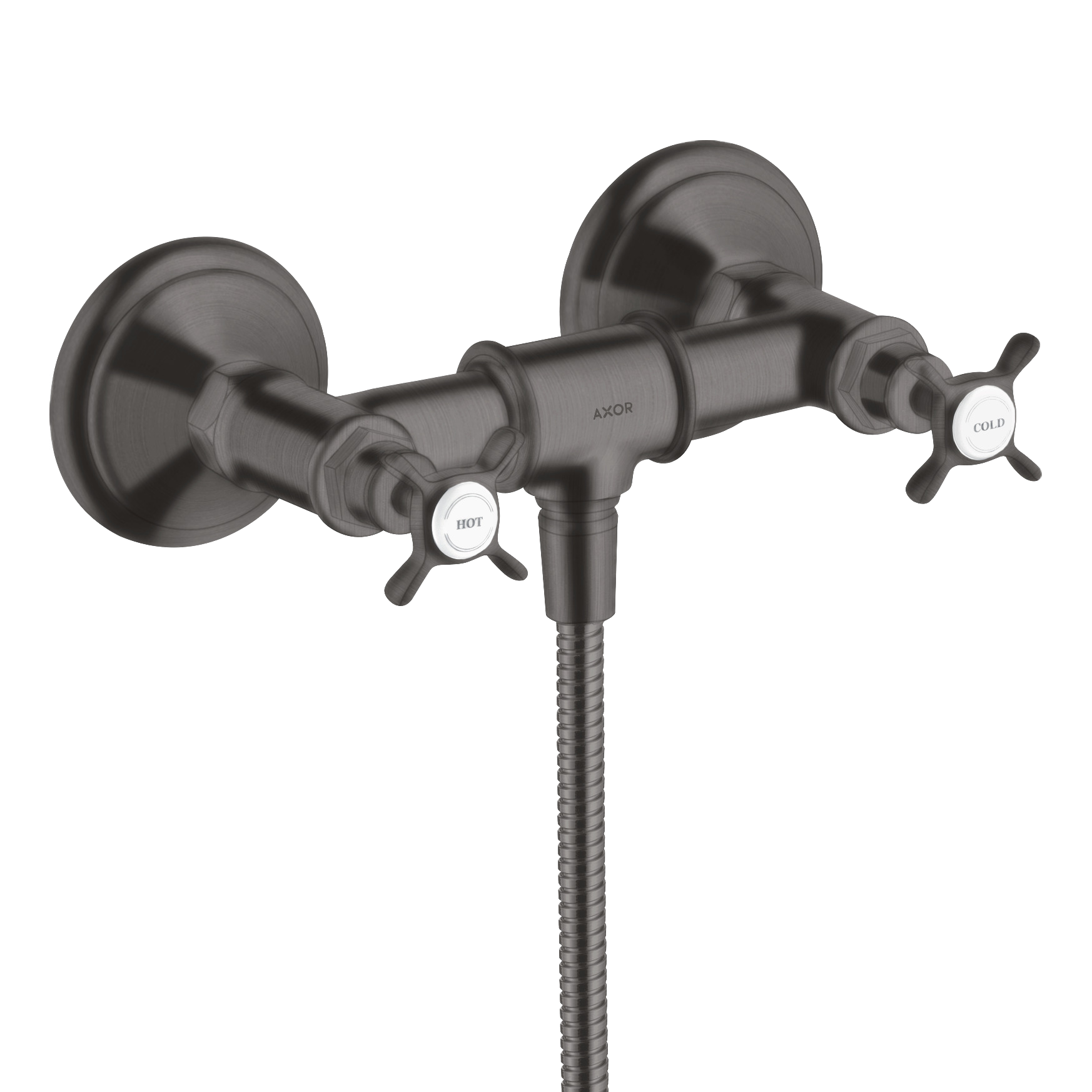 AXOR Montreux 2-Handle Shower Mixer Faucet with Cross Handles 170 cc from Brandt in Brushed Black Chrome finish